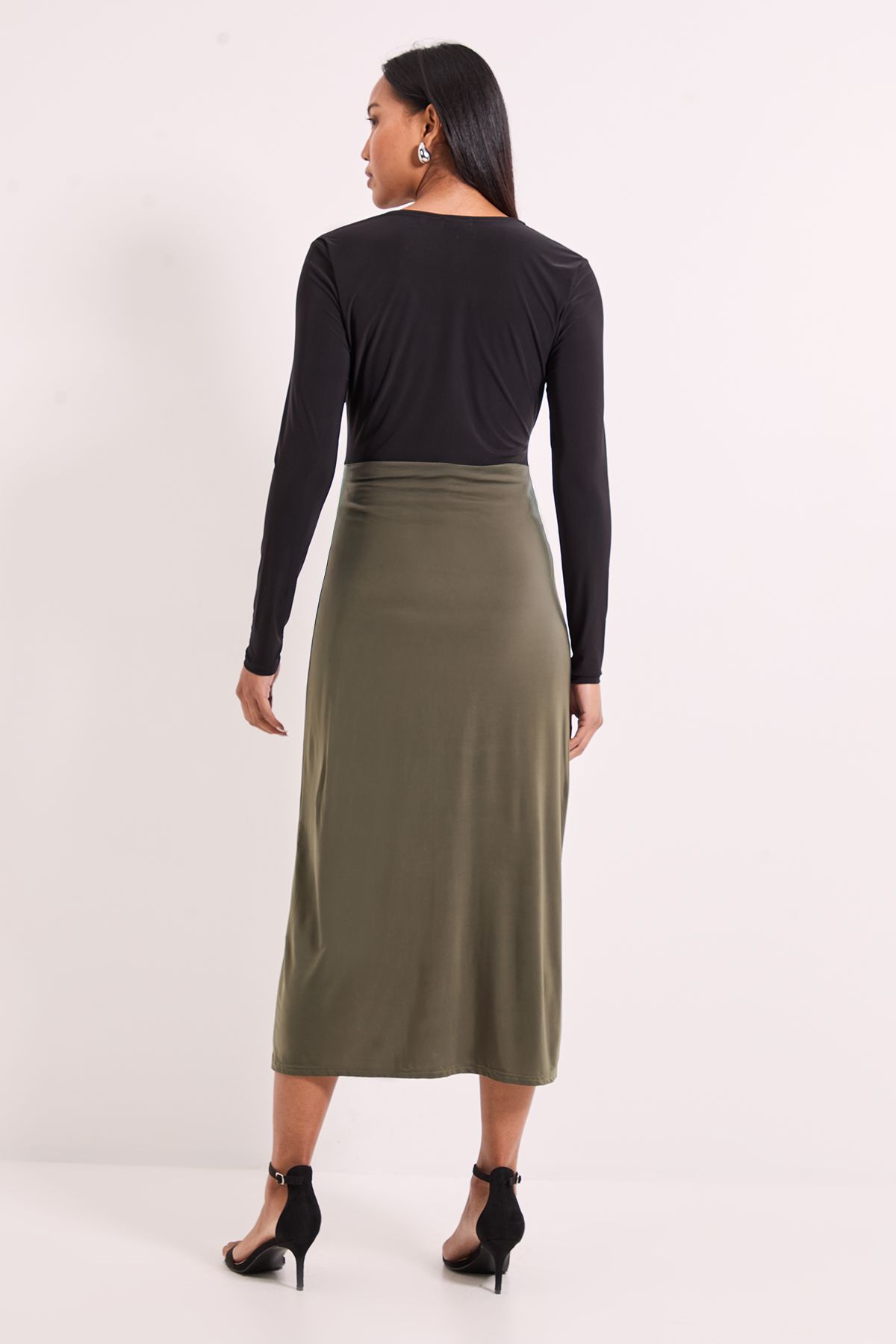 Principles Twist Knot Detail Jersey Midi Dress Olive image 3