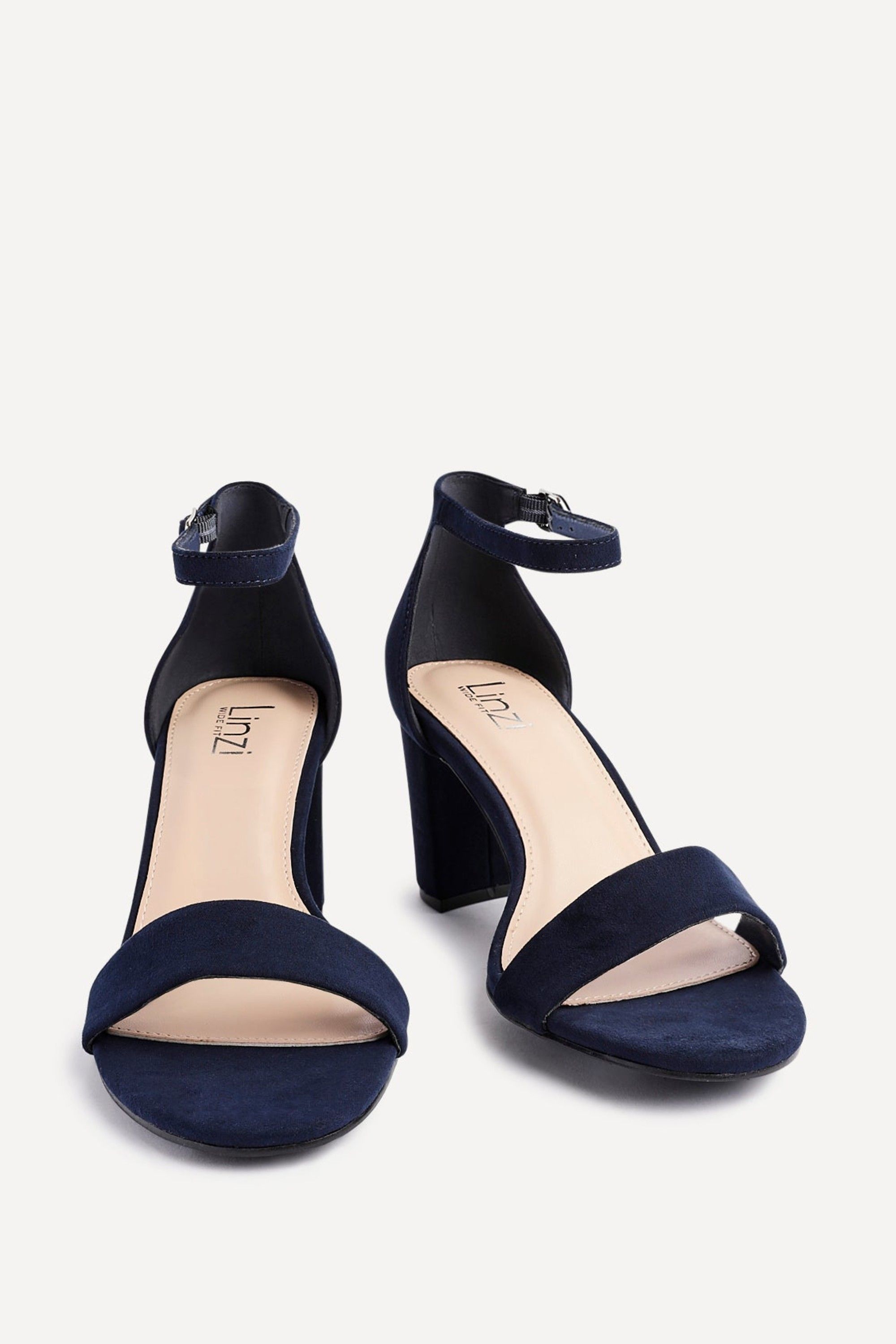 Linzi Legacy Wide Fit Navy Suede Closed Back Block Heel image 3