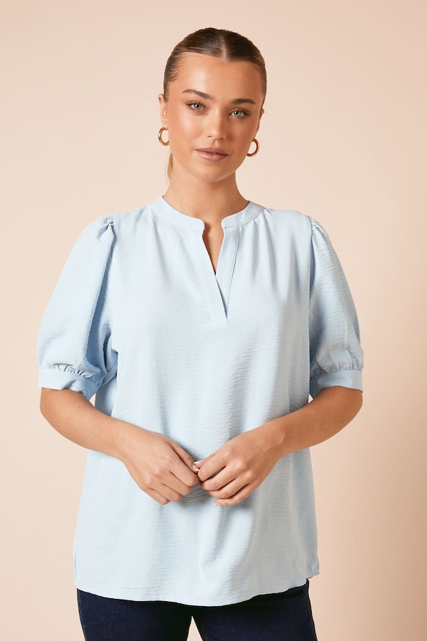 Dorothy Perkins Puff Sleeve Overhead Shirt Baby Blue