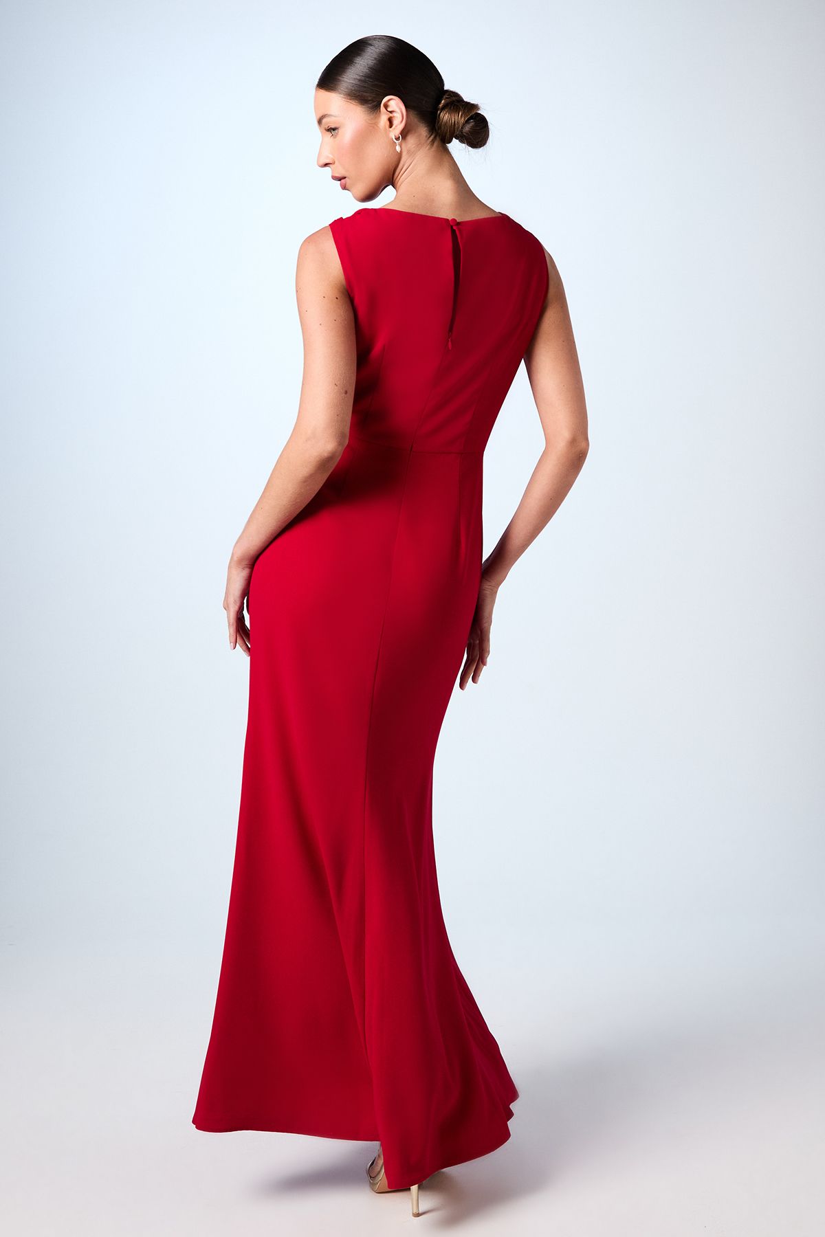 Coast Twist Detail Cowl Neck Satin Maxi Bridesmaid Dress Red image 3