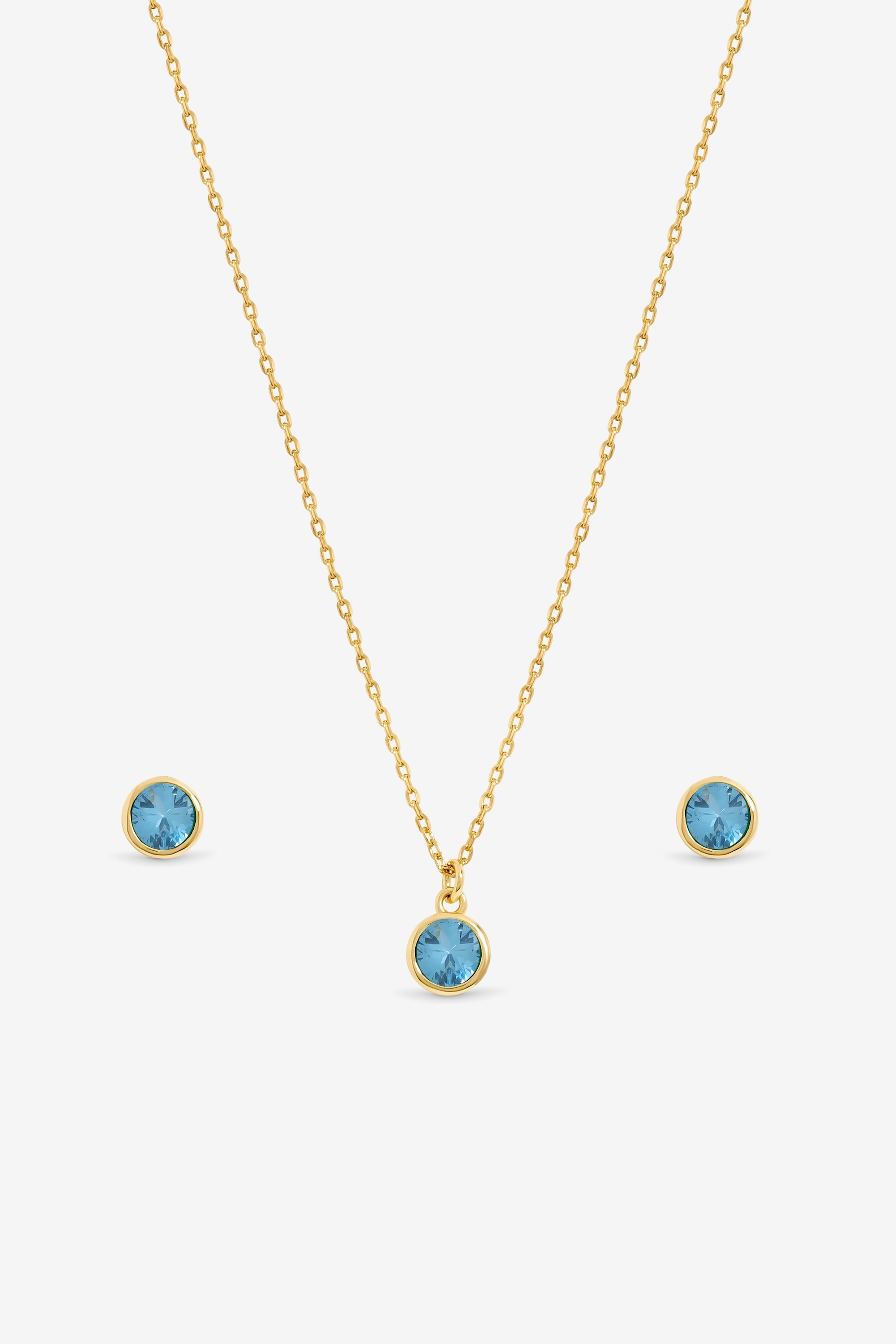 Jon Richard 14Ct Real Gold Plated Birthstone Bezel Set - March - Gift Boxed image 2