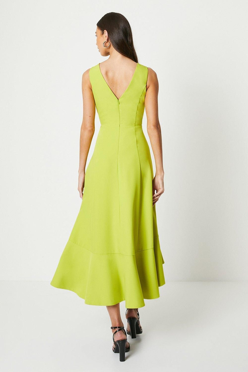 Coast Crepe Ruffle Dress With Low Back Lime image 3