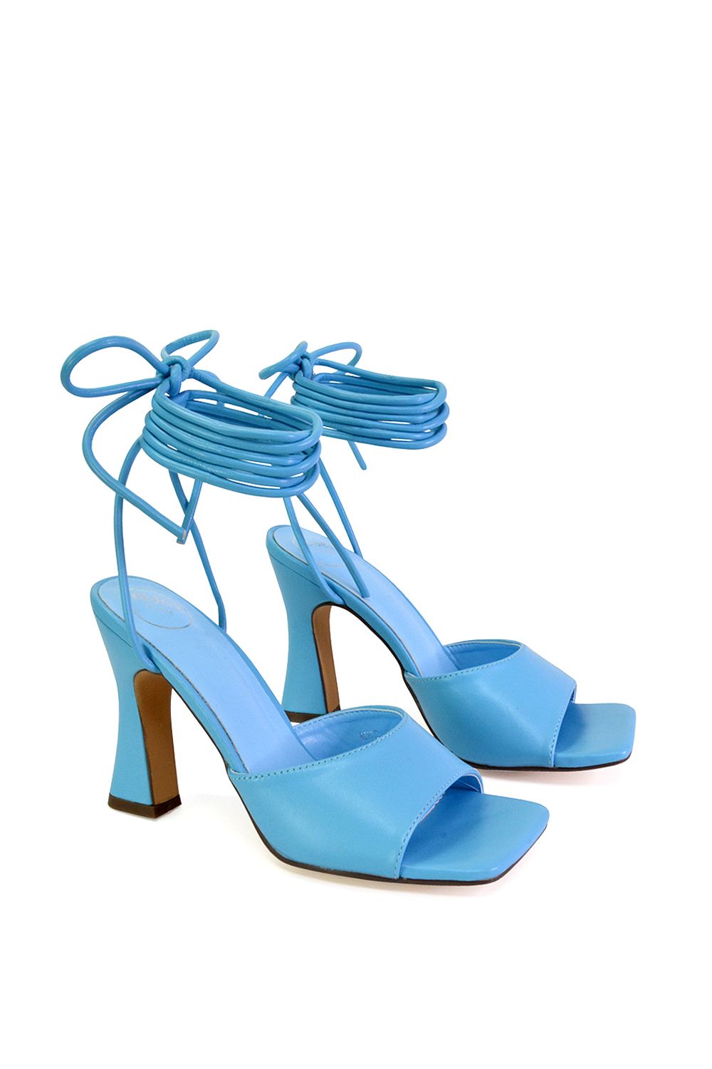 XY London 'Flora' Strappy Lace Up Block High Heels With a Square Toe image 3