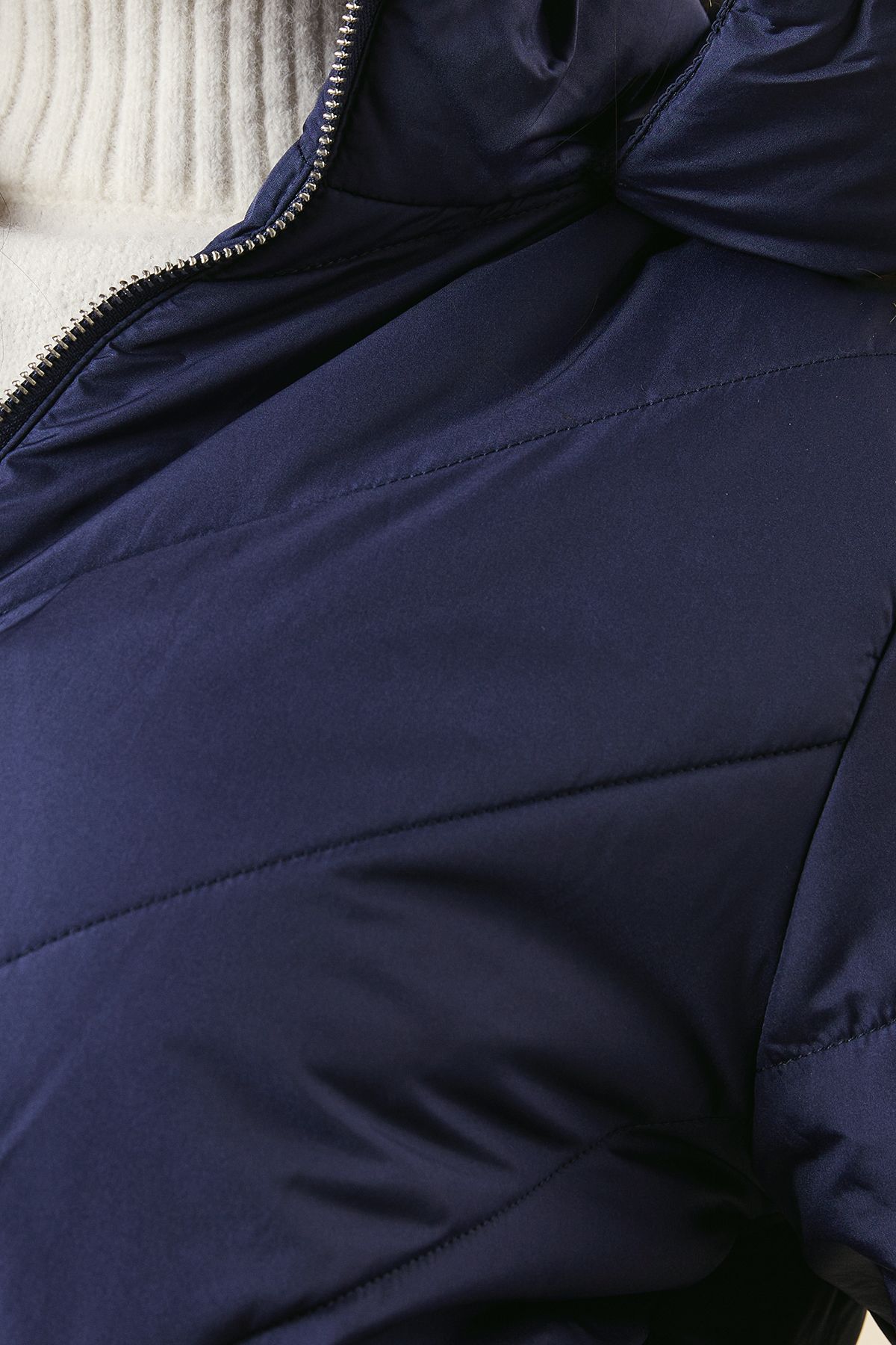 Dorothy Perkins Midi Luxe Padded Belted Coat Navy image 5