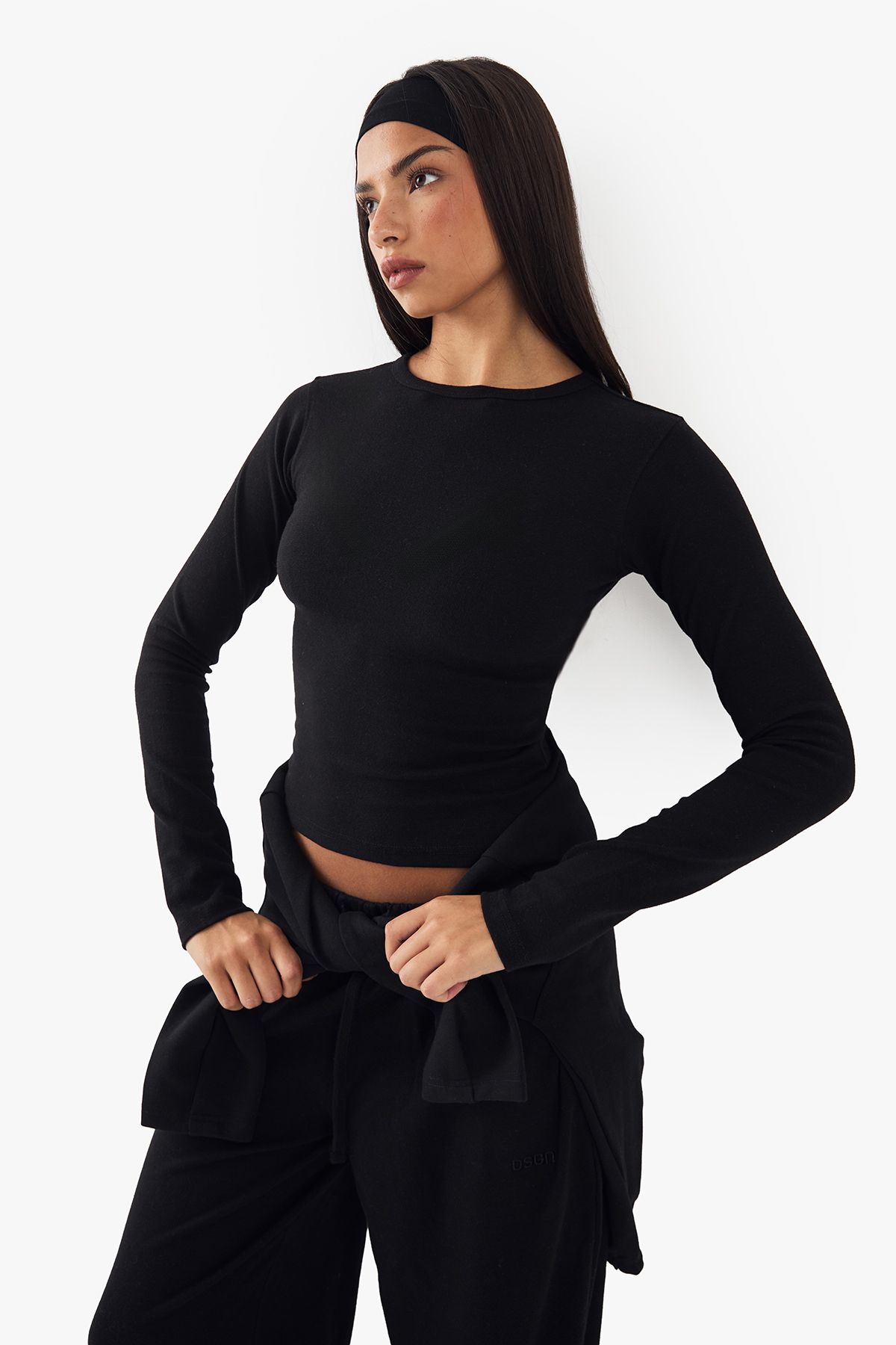 DSGN Studio DSGN Studio Embroidered Long Sleeve Top Black image 1