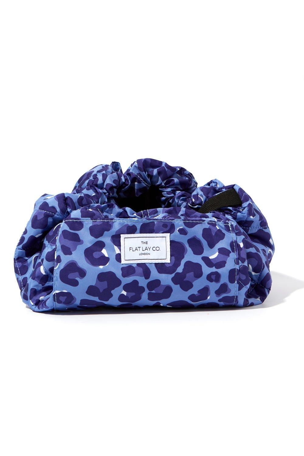 The Flat Lay Co The Flat Lay Co. Drawstring Makeup Bag in Blue Leopard Multi image 4