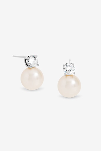 Jon Richard Rhodium Plated Pearl and Crystal Earrings