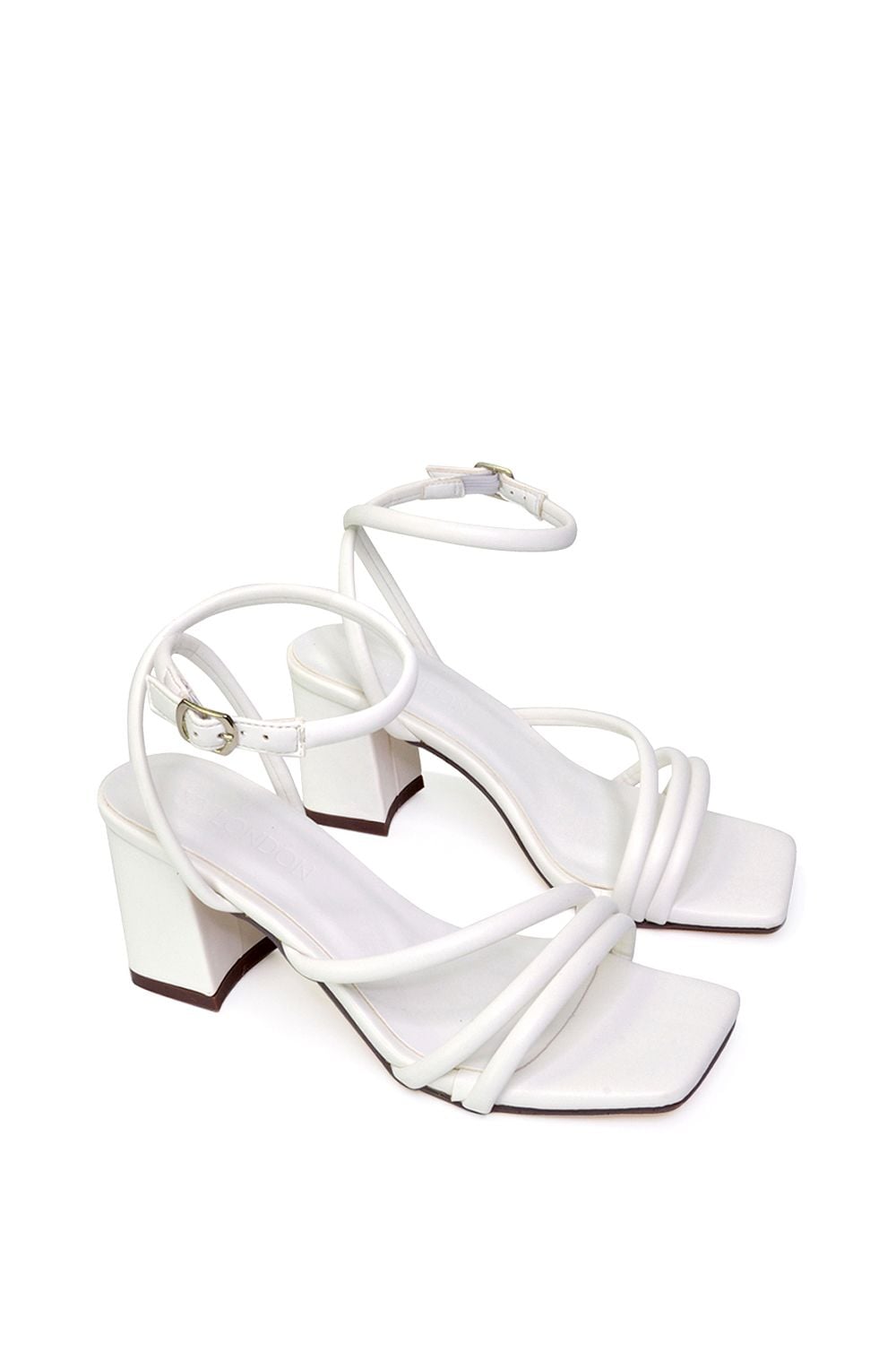 XY London 'Trixie' Square Toe Buckle Up Ankle Strappy Mid Block Heel Sandals image 4