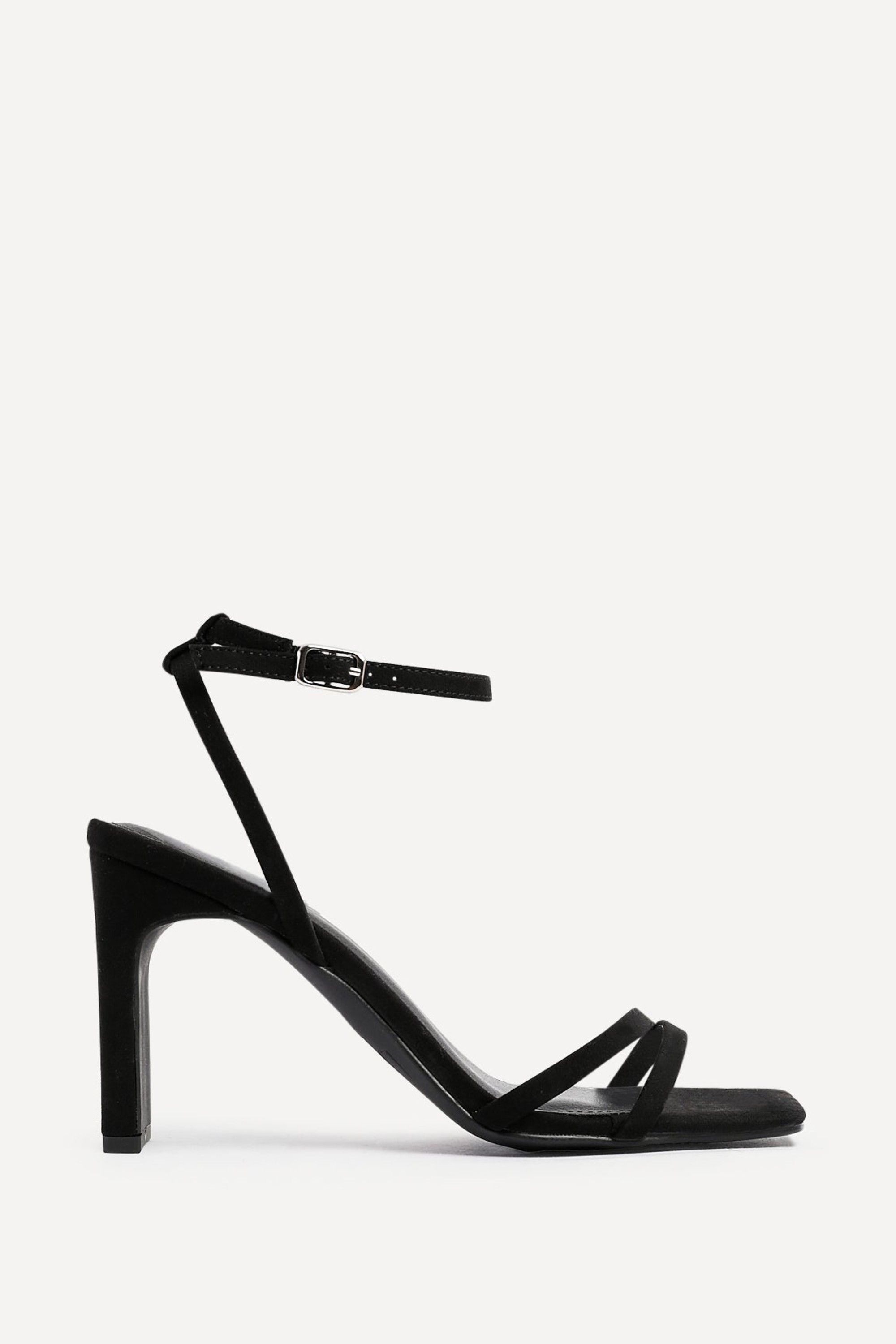 Linzi Gesture Black Faux Suede Strappy High Heel