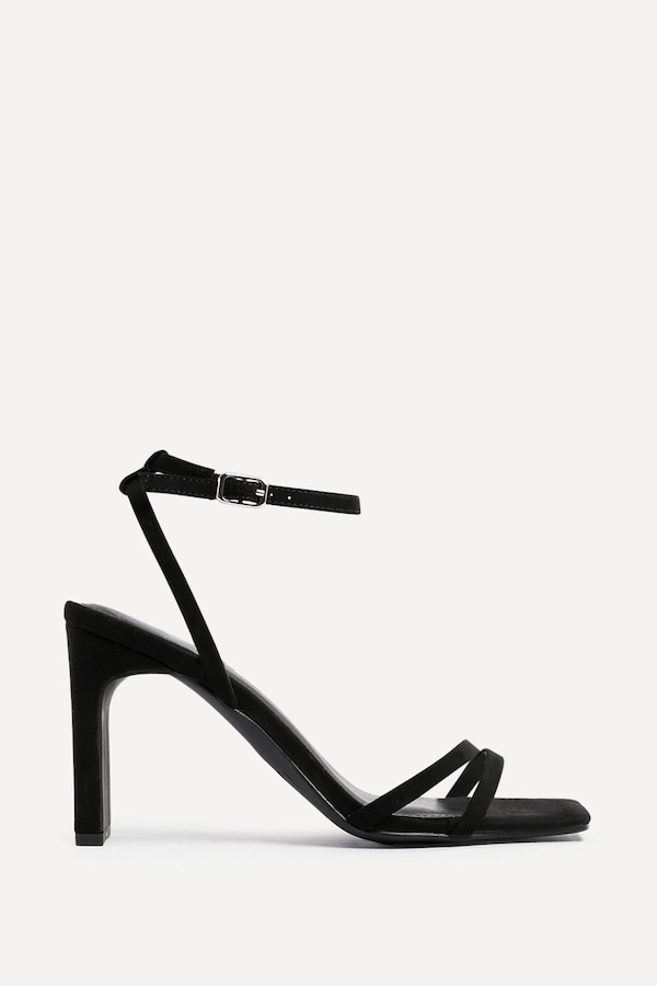 Linzi Gesture Black Faux Suede Strappy High Heel