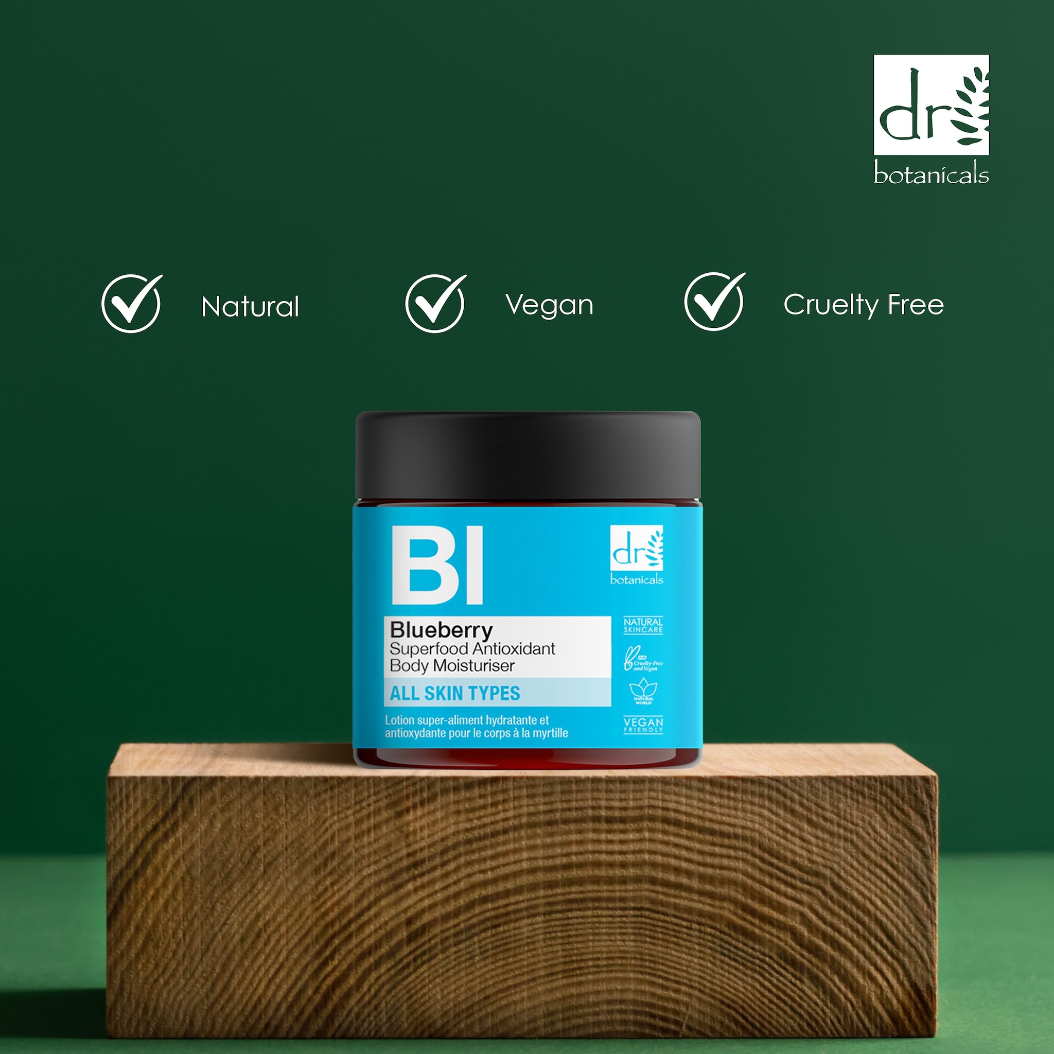 Dr. Botanicals Blueberry Superfood Antioxidant Body Moisturiser 60ml x 2 Duo Set image 3