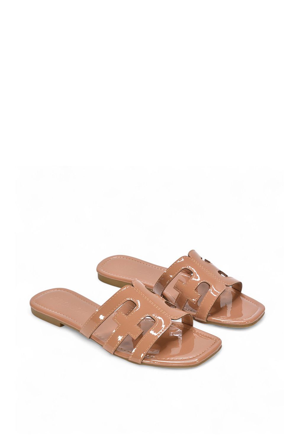 XY London 'Ellie' Square Toe Cut Out Strap Flat Sandal Slides image 4