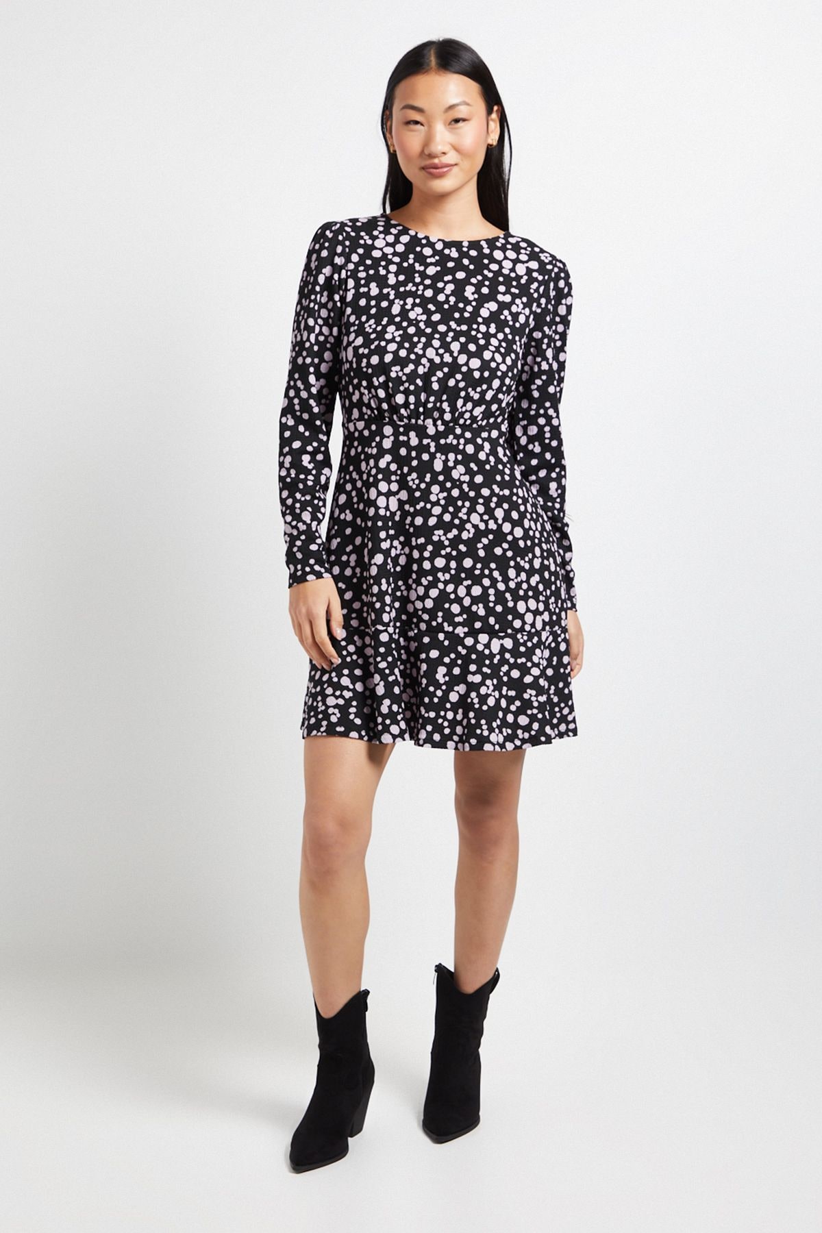 Dorothy Perkins Petite Purple Spot Jersey Mini Dress Purple image 1