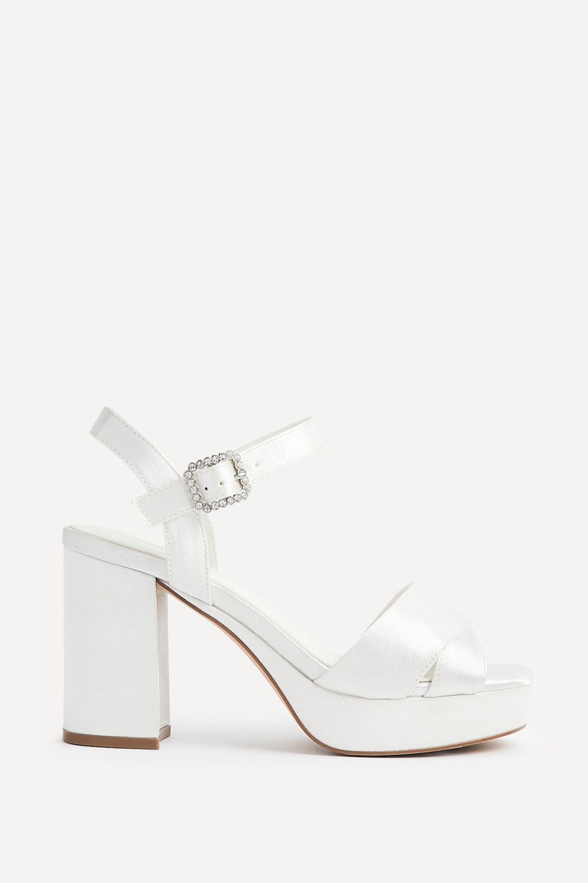 Linzi Perola Ivory Satin Platform Heels image 1
