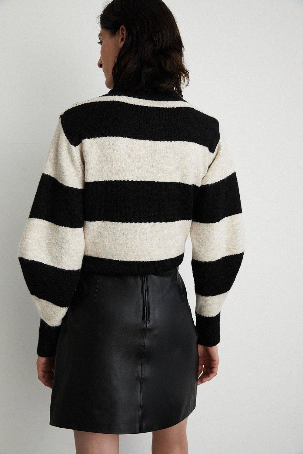 Warehouse Real Leather Clean Pelmet Skirt Black image 3