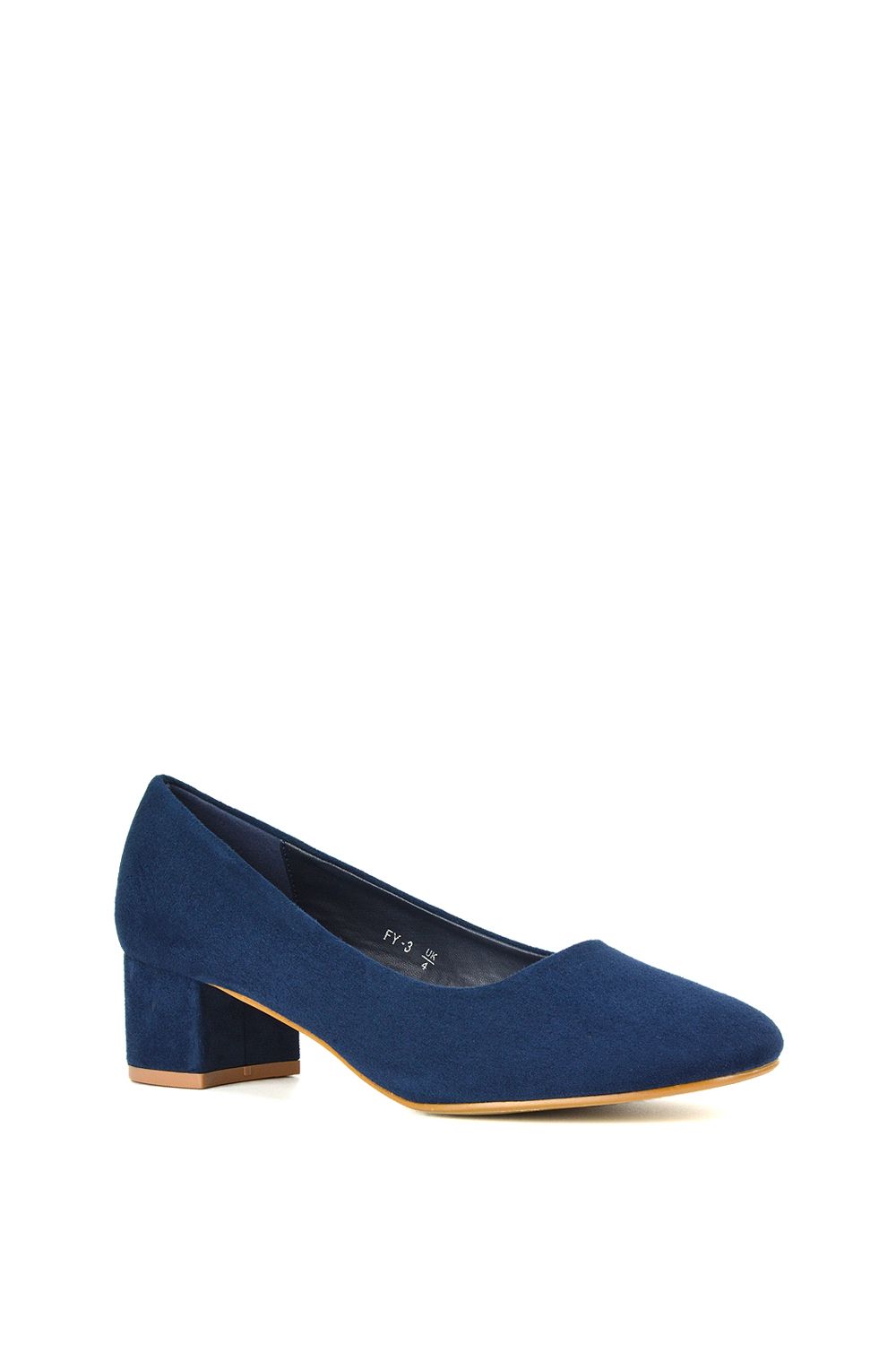 XY London 'Liberty' Low Block Heel Round Toe Slip On Court Shoes image 2