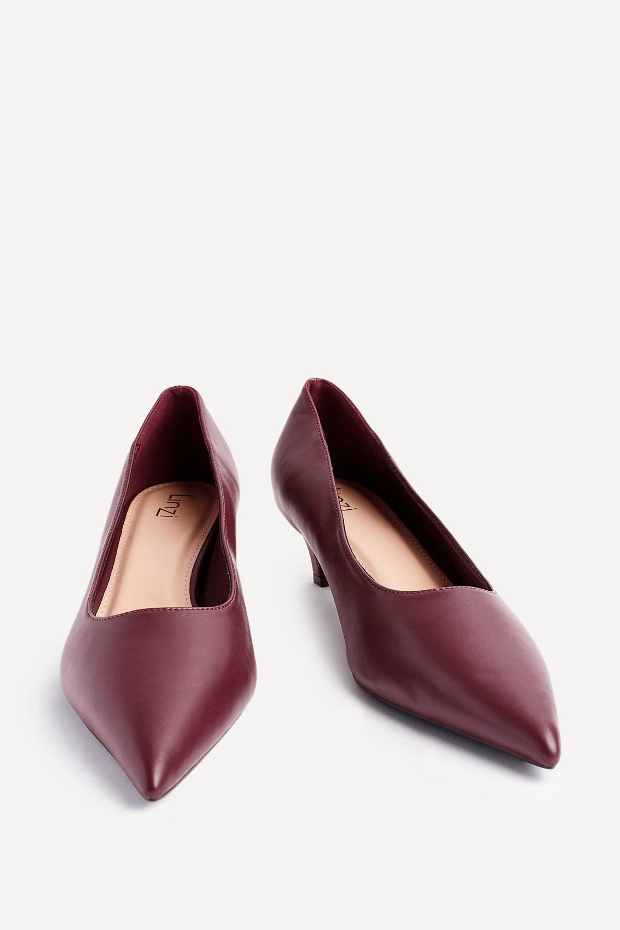 Linzi Zola Burgundy Faux Leather Kitten Court Heel image 3