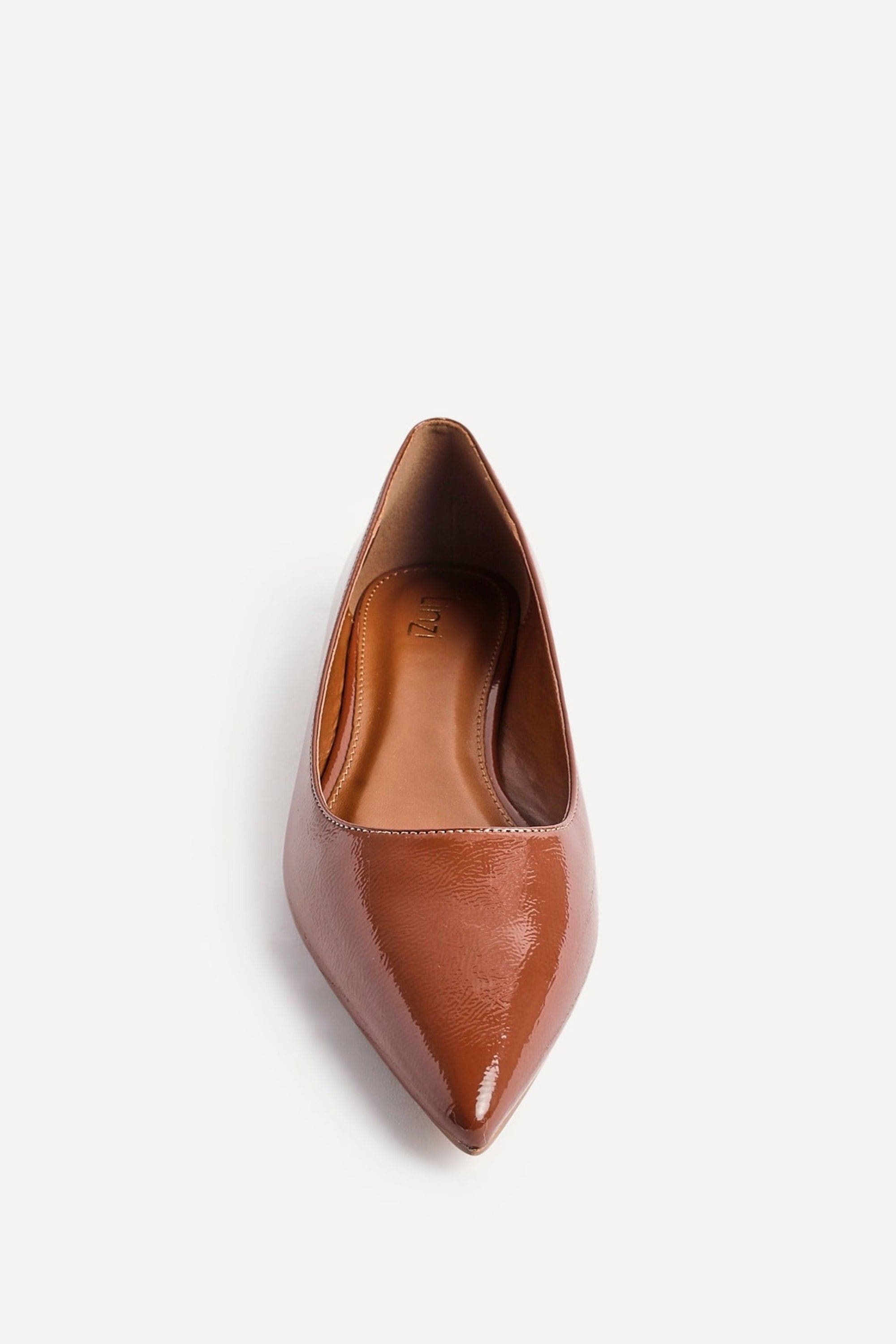Linzi Orian Caramel Faux Leather Pointed Toe Ballet Flats image 4