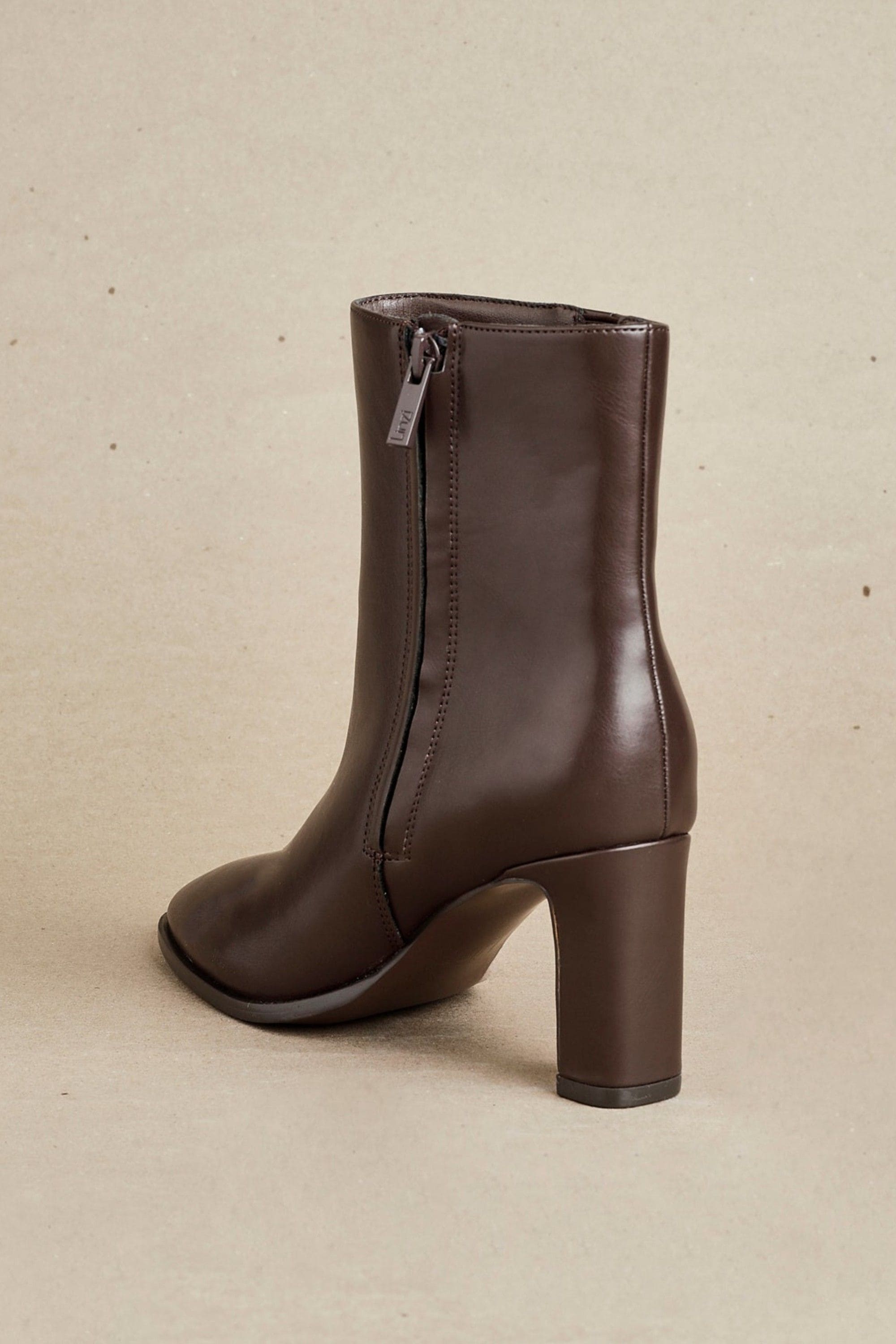Linzi Jonas Brown Faux Leather Block Heel Ankle Boot image 6