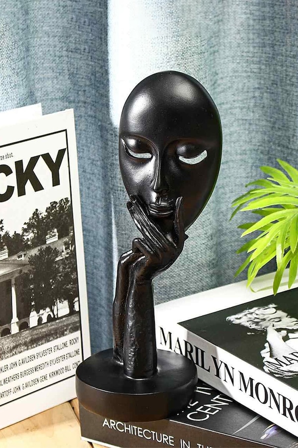 Living and Home 10cm Dia x 29cm H Abstract Art Meditation Sculpture Resin Mask Ornaments