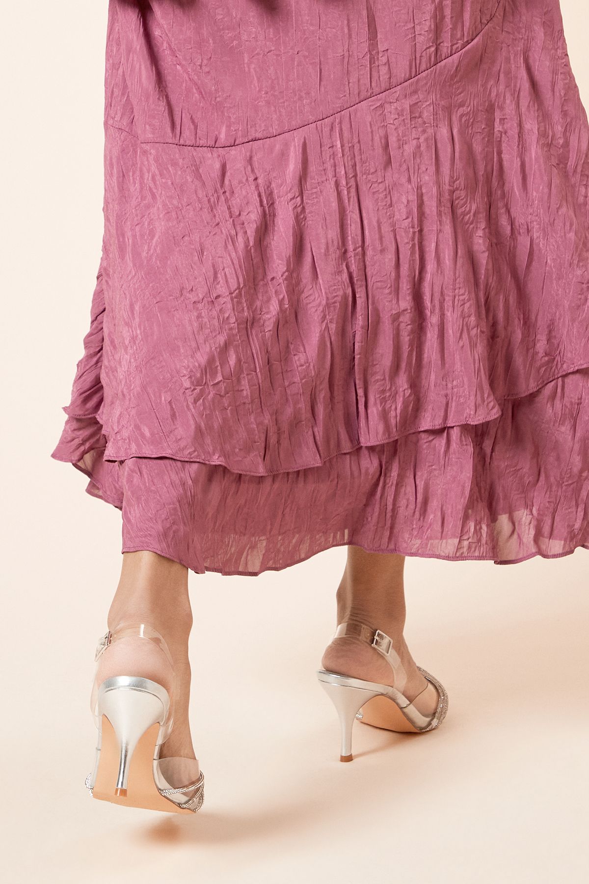 Dorothy Perkins Brooke Crystal Vinyl Sling Back Court Shoes Silver image 4