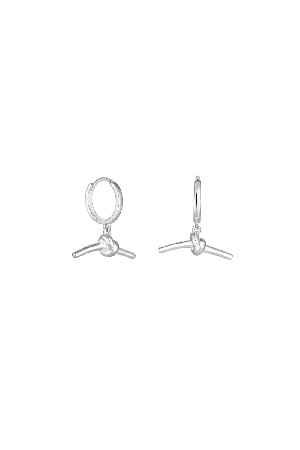 Simply Silver Simply Silver Sterling Silver 925 Polished Knotted T Bar Hoop Earrings image 1