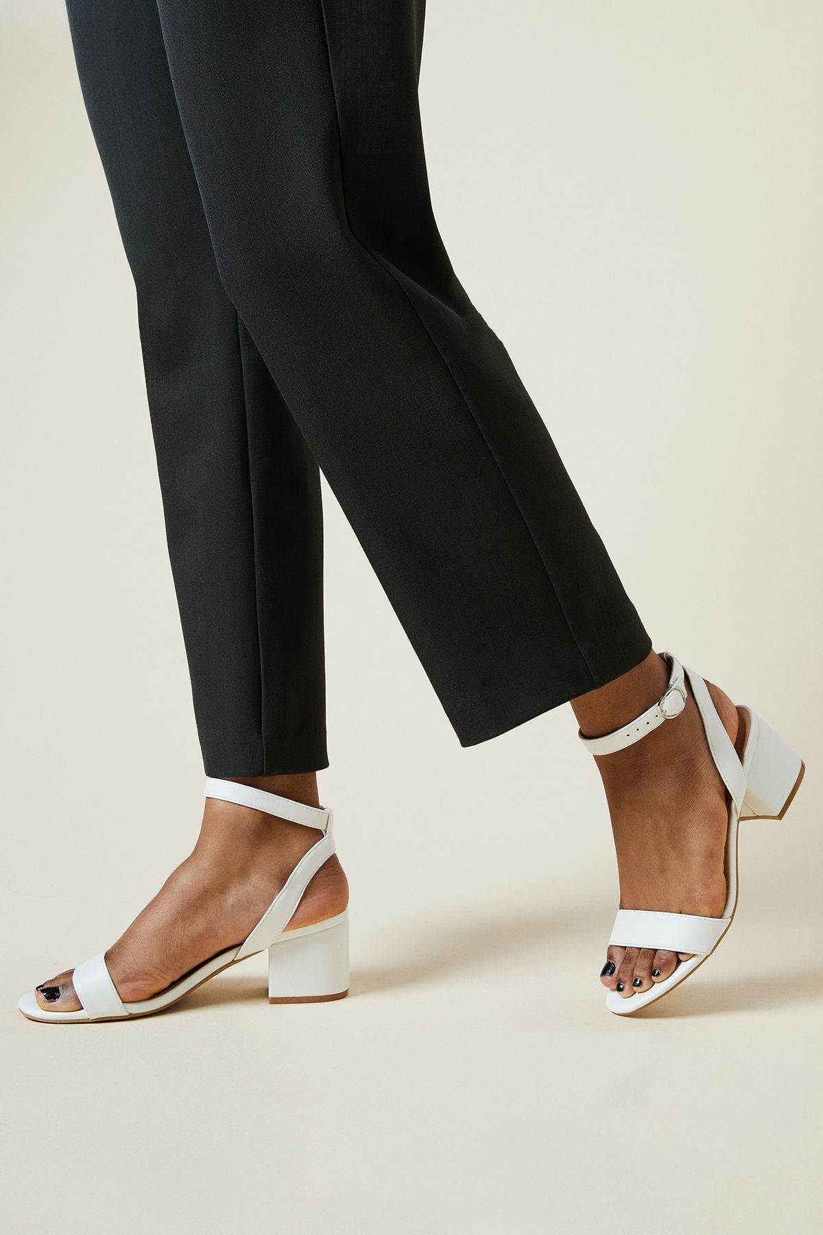 Dorothy Perkins Tommi Barely There Mid Block Heel Sandals White image 2