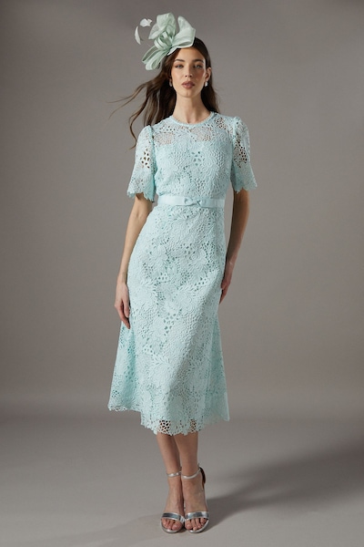 Coast Lace Midi Dress With Bow Belt Sage