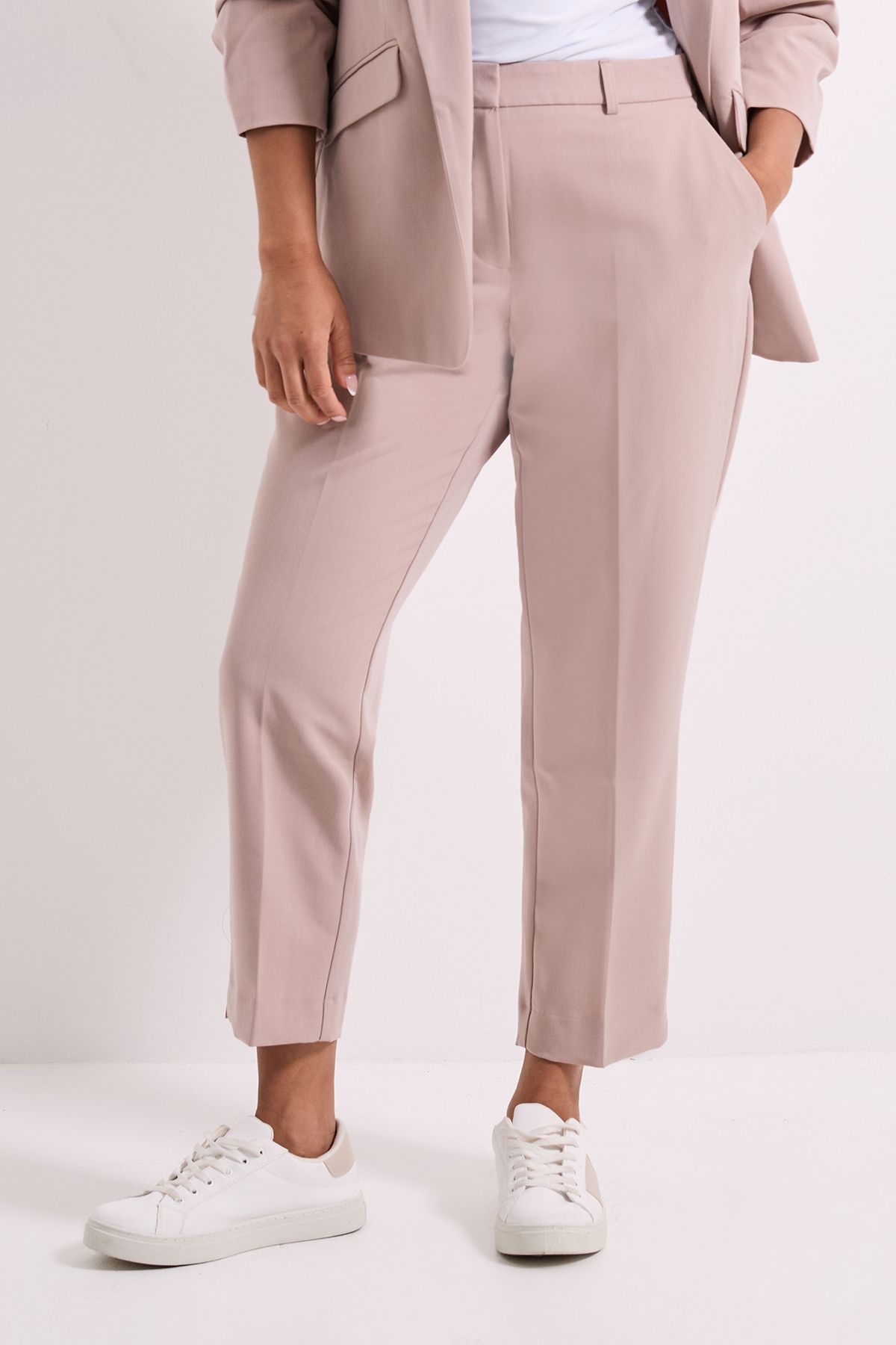 Dorothy Perkins Petite Ankle Grazer Trouser Stone