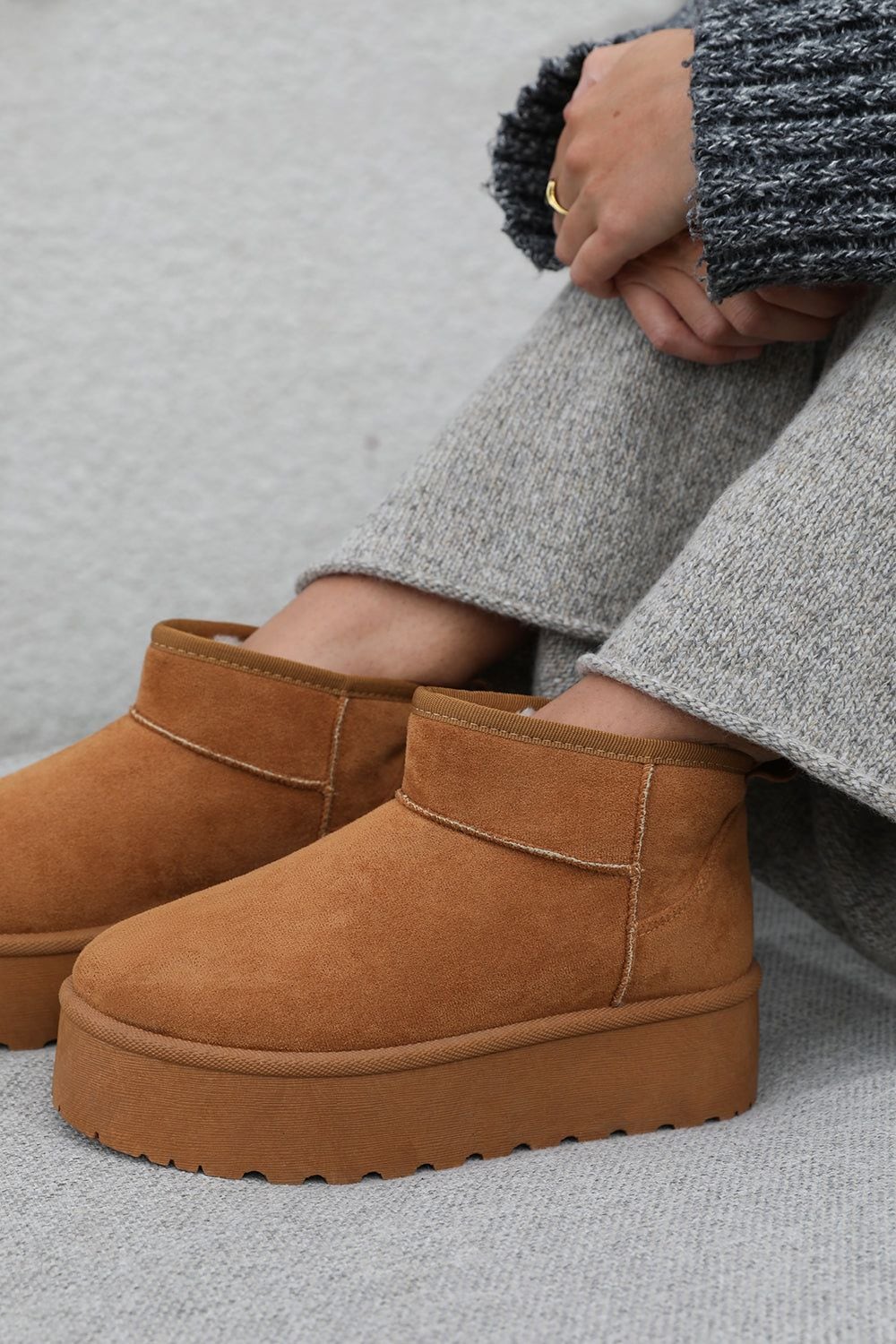 Where's That From 'Calla' Flatform Fur Lining Ankle Boot