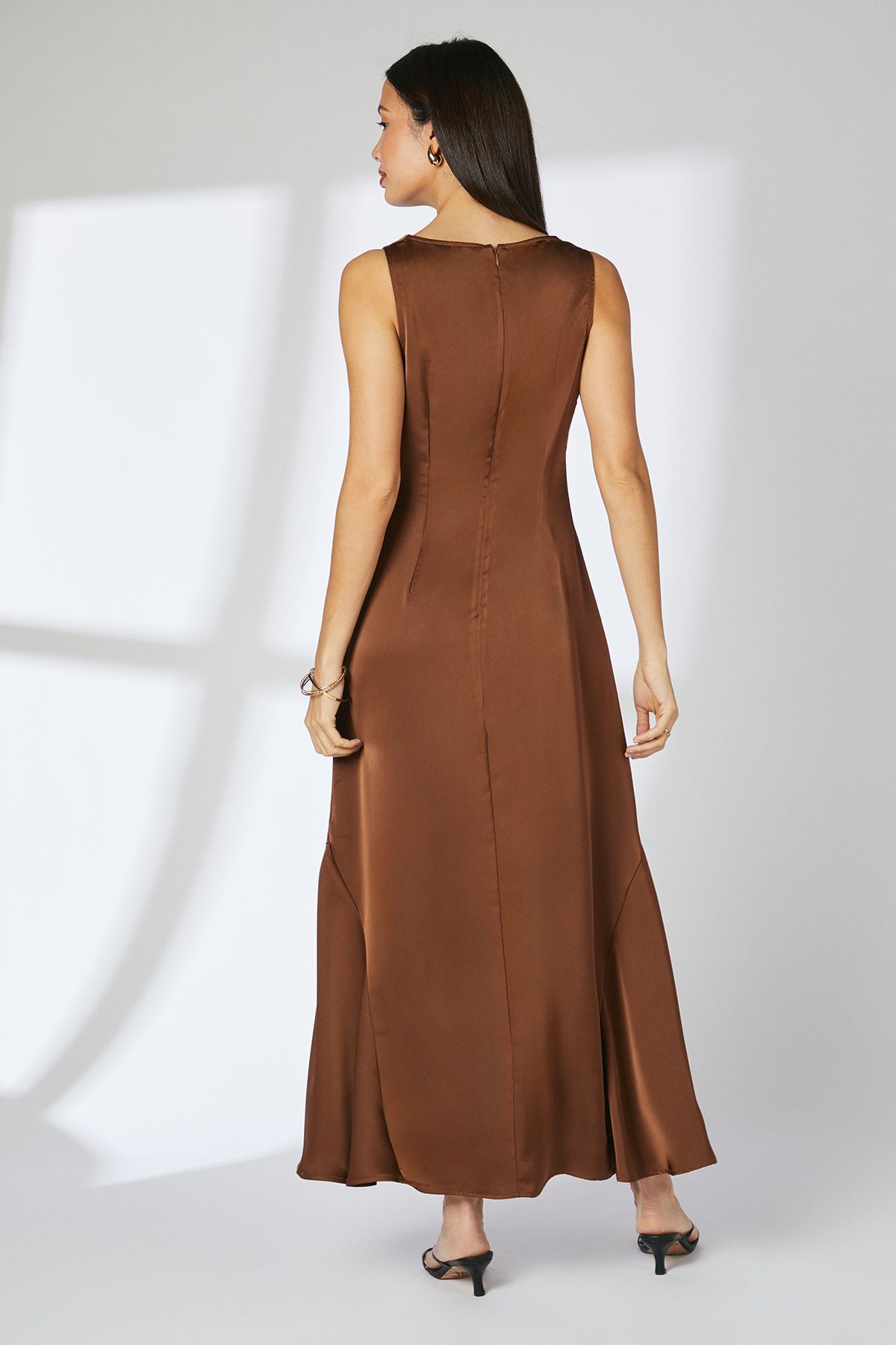 Principles Brown Occasion Satin Cowl Neck Midi Dress Chocolate image 4