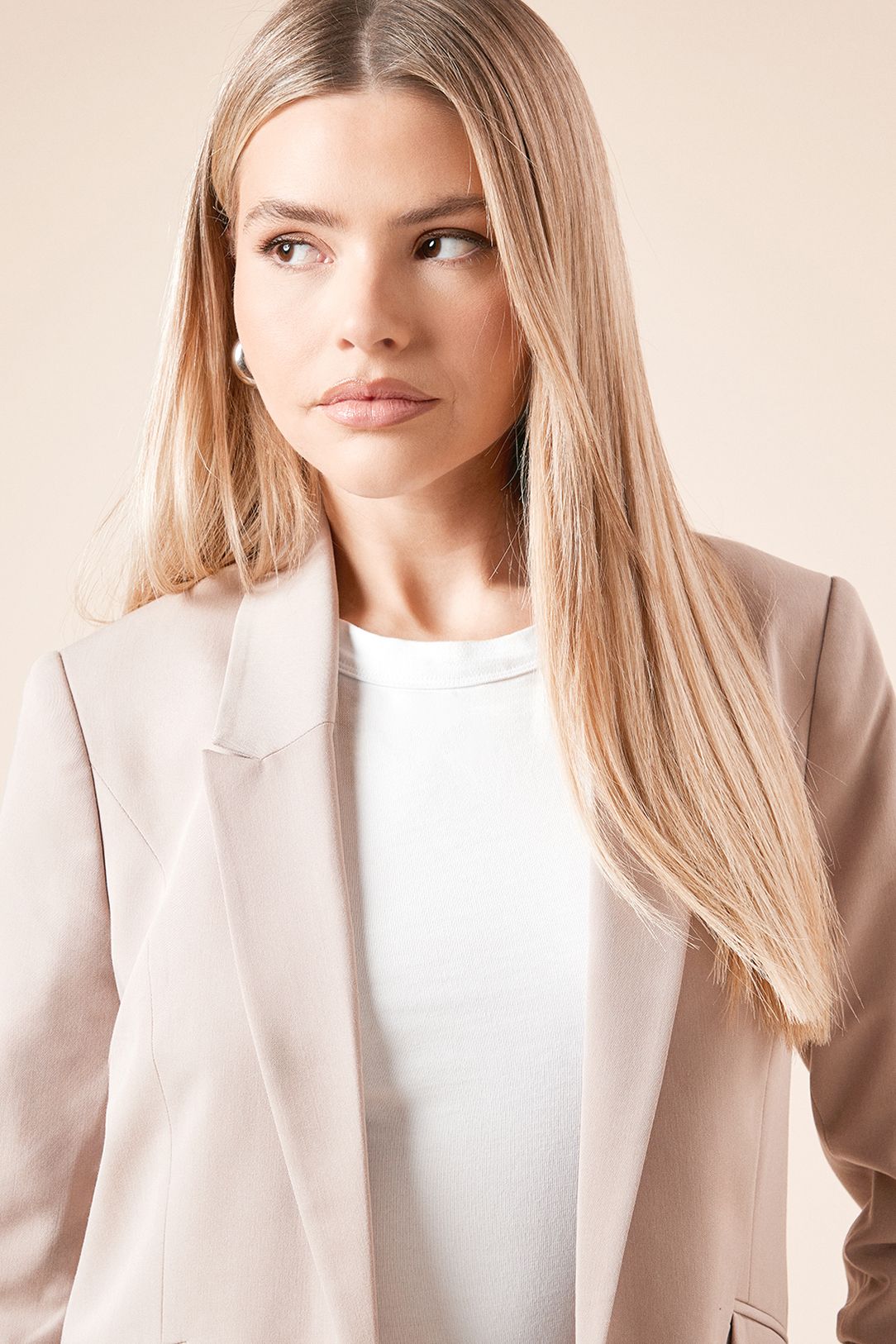 Dorothy Perkins Ruched Sleeve Blazer Stone image 4