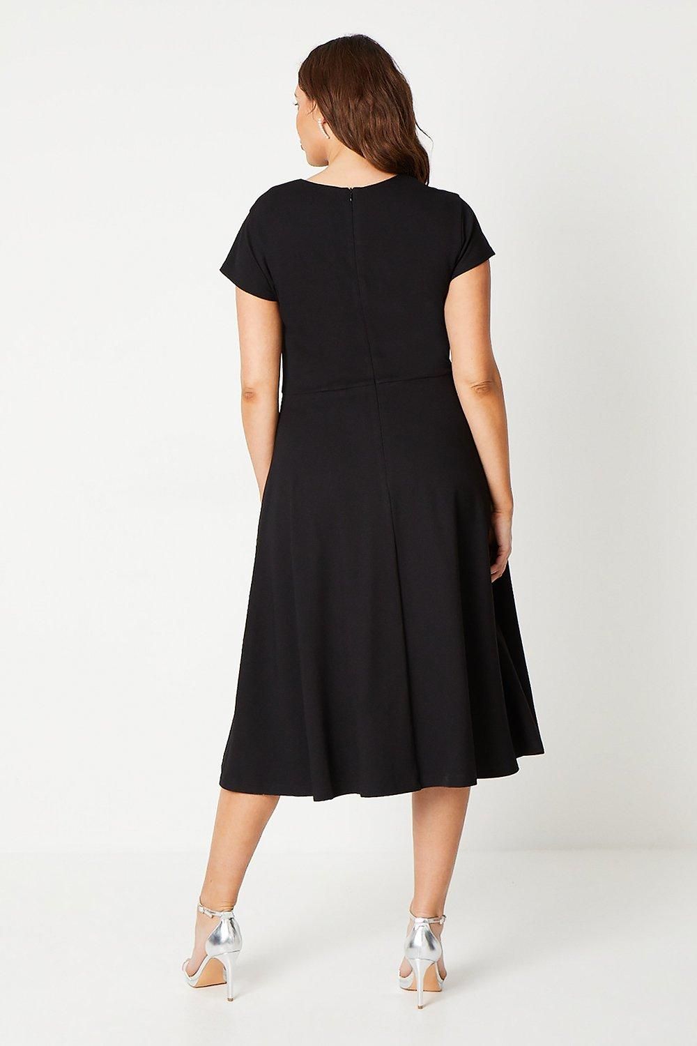 Coast Plus Ponte Midi Dress With Square Neckline Black image 3