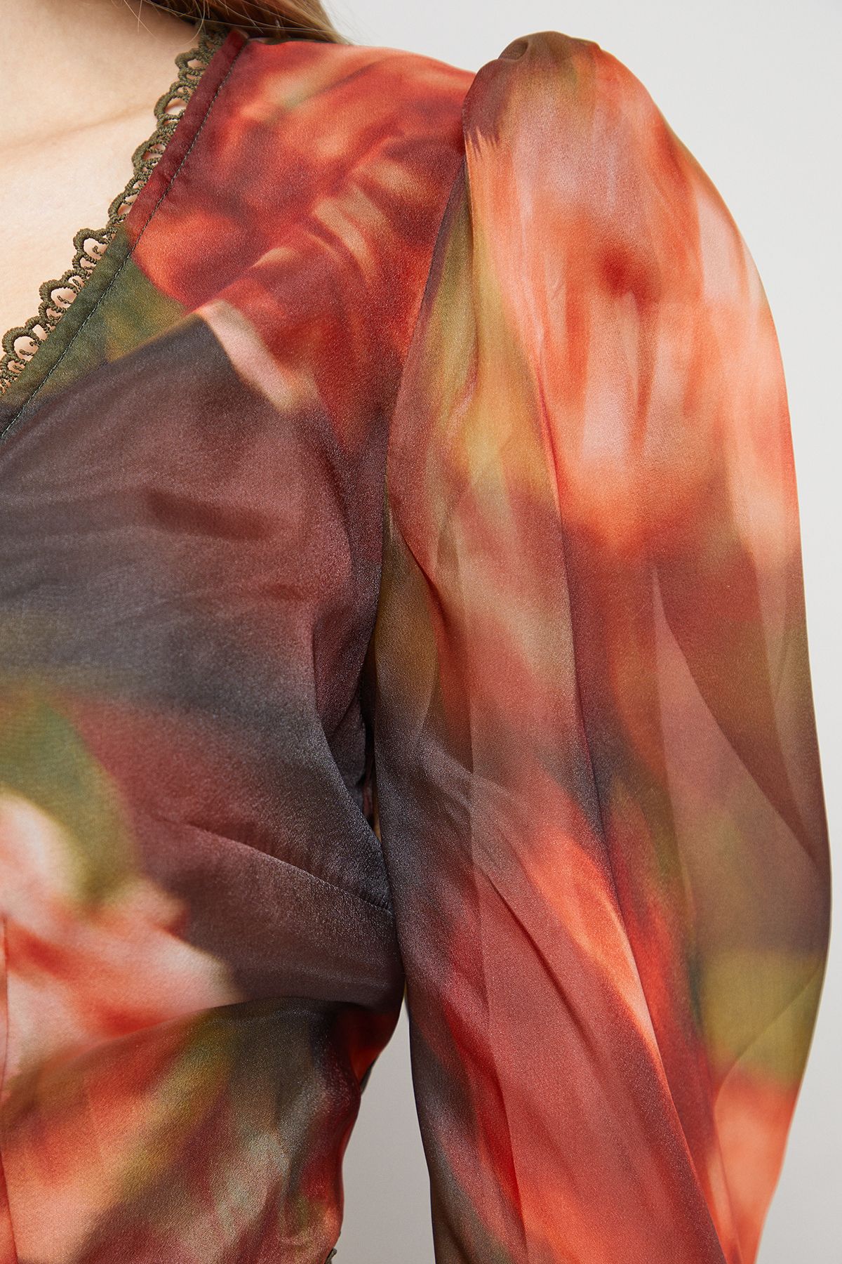 Oasis V Neck Open Back Long Sleeve Midi Dress Floral image 5