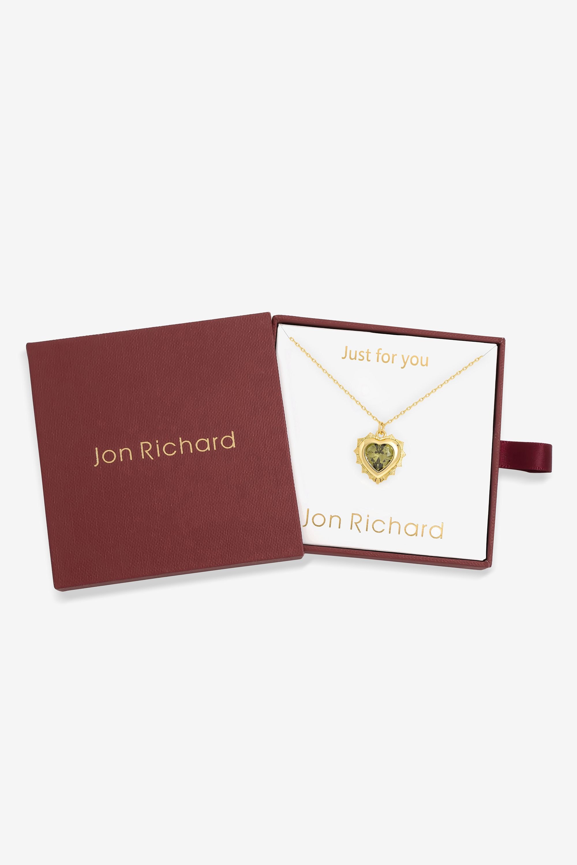 Jon Richard 14Ct Real Gold Plated Heart Birthstone Pendant - August - Gift Boxed image 1