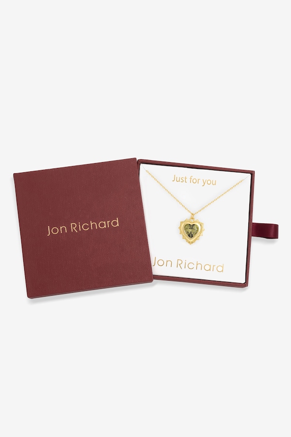 Jon Richard 14Ct Real Gold Plated Heart Birthstone Pendant - August - Gift Boxed