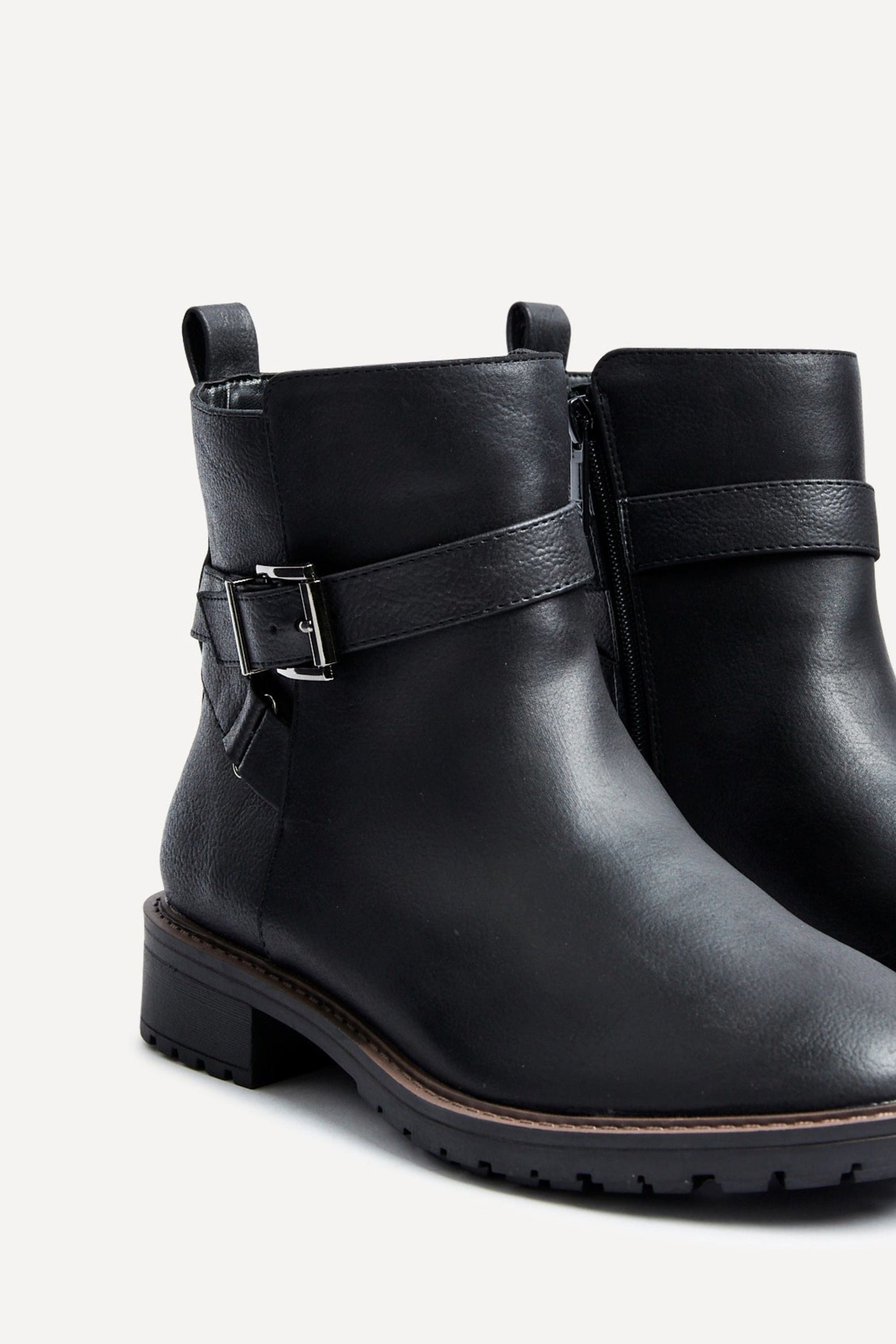 Linzi Edie Wide Fit Black Nubuck Ankle Boot image 5