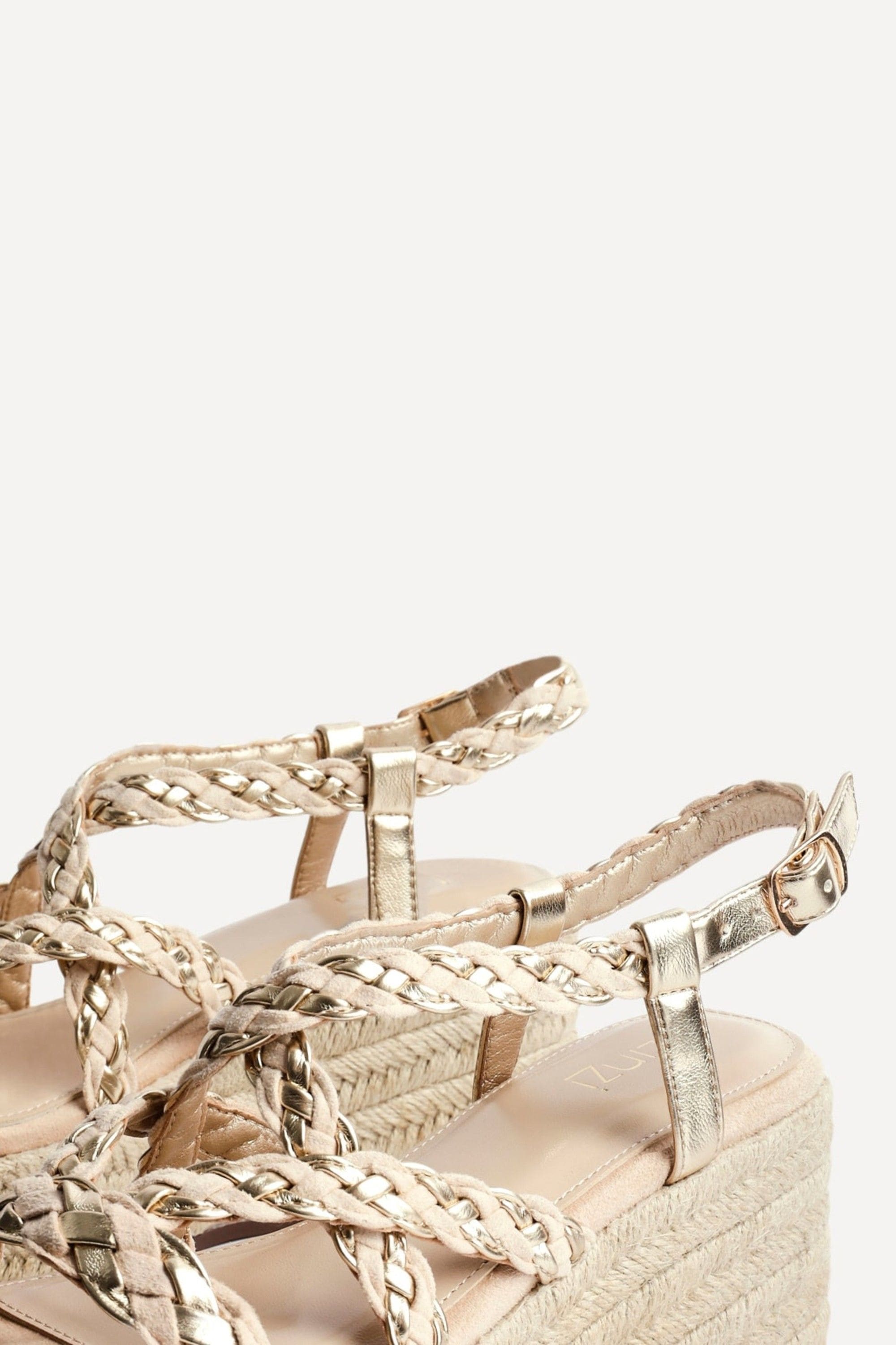 Linzi Mimosa Nude Faux Suede Plaited Flatform Wedge image 4