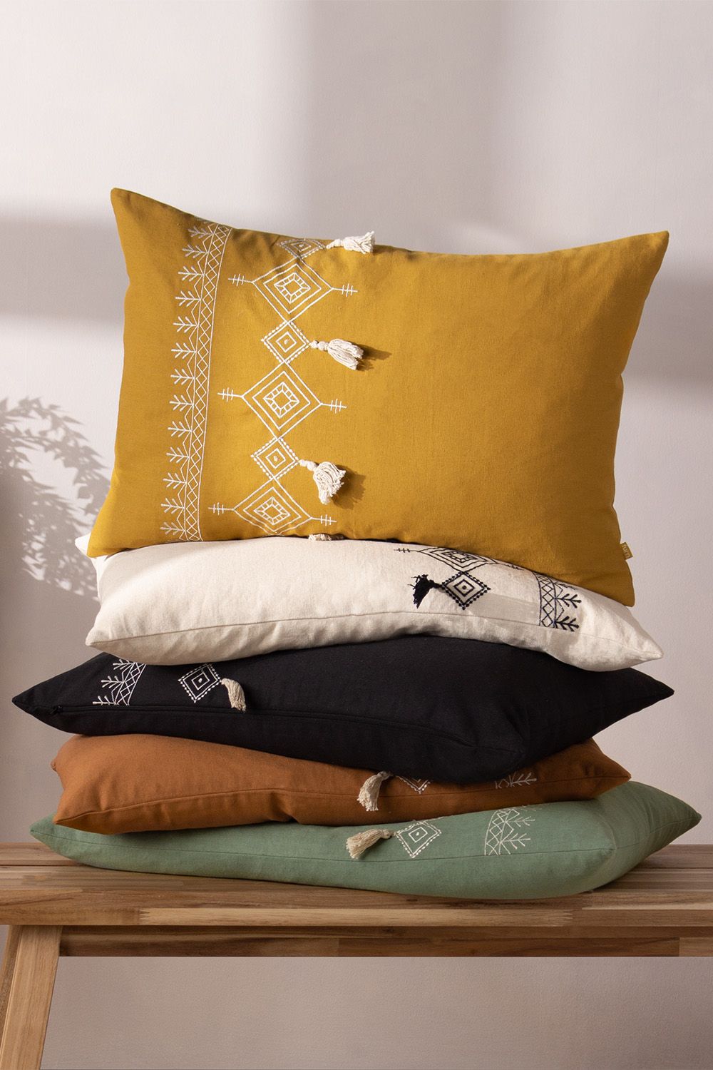 Furn Pritta Cotton Embroidered Tasselled Cushion image 6