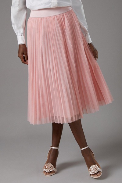 Coast Tulle Pleated Skirt Blush