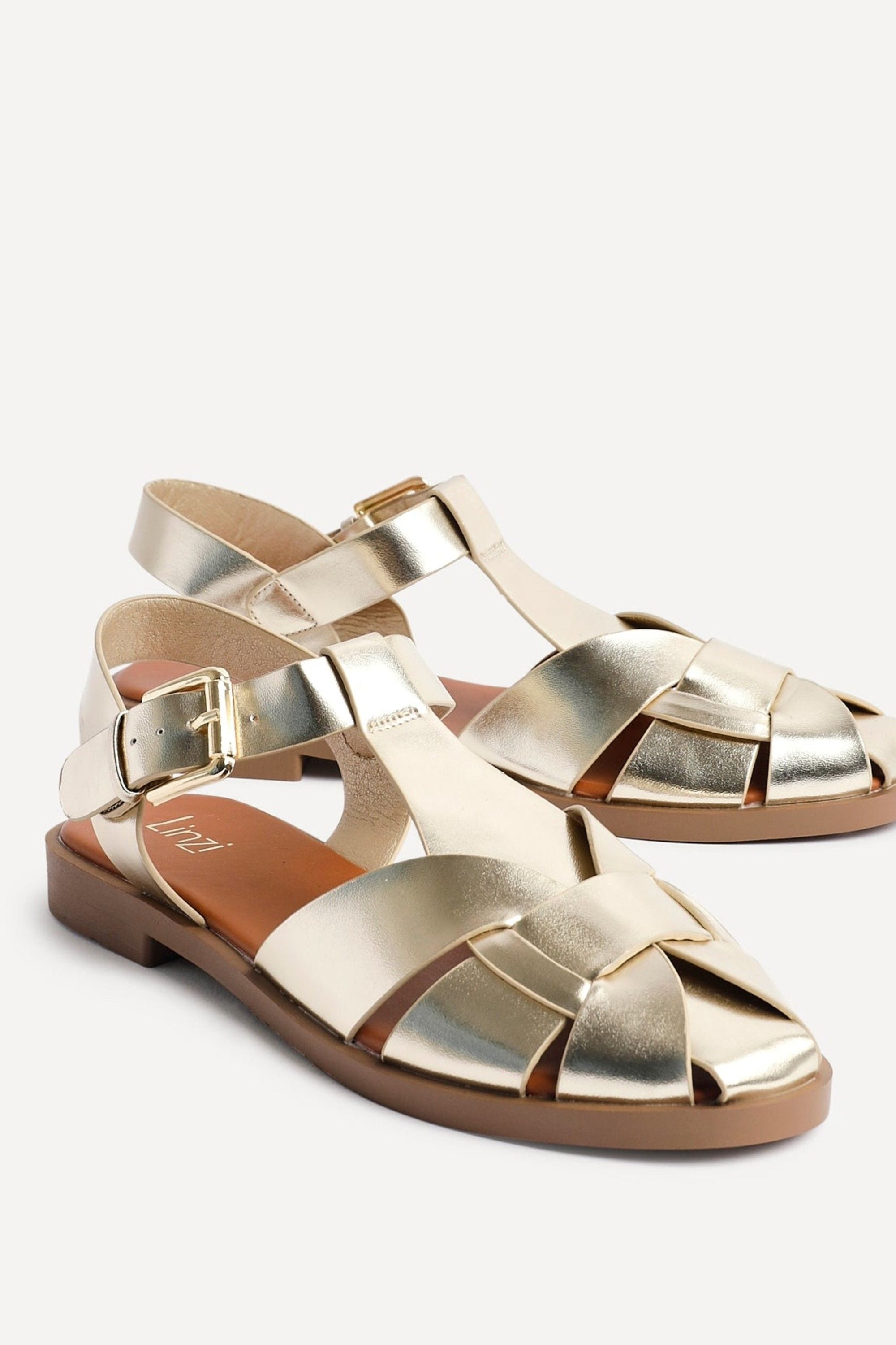 Linzi Rhoda Gold Flat Fisherman Sandals image 5