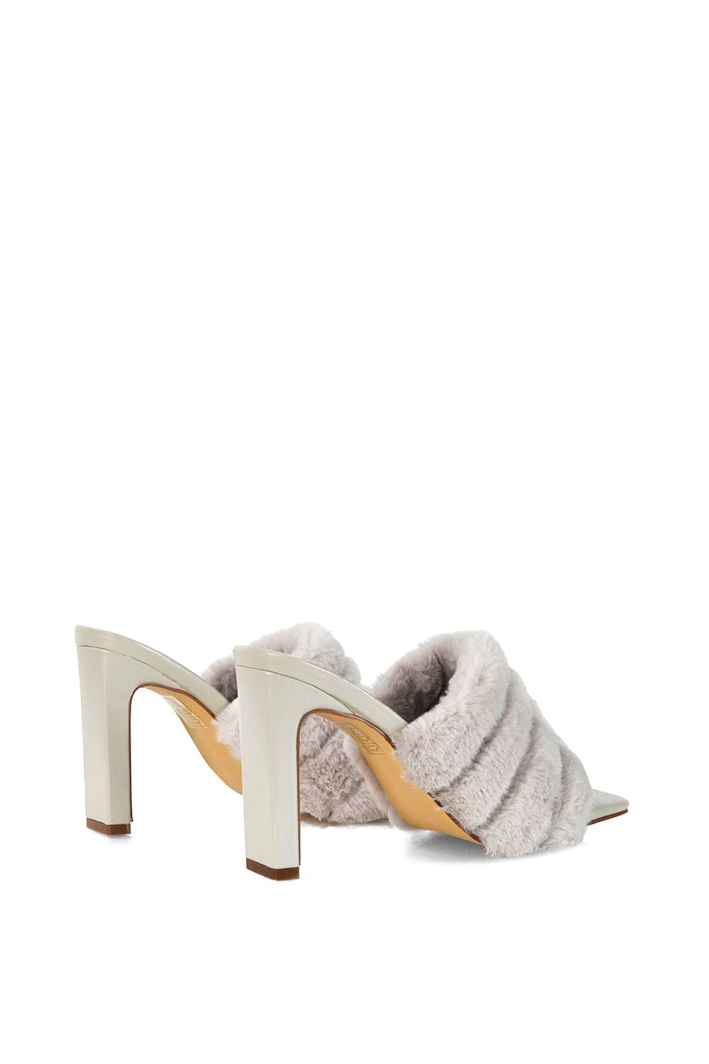 XY London 'Hunter' Fluffy Faux Fur Square Toe Slim Block Heel Mules image 4