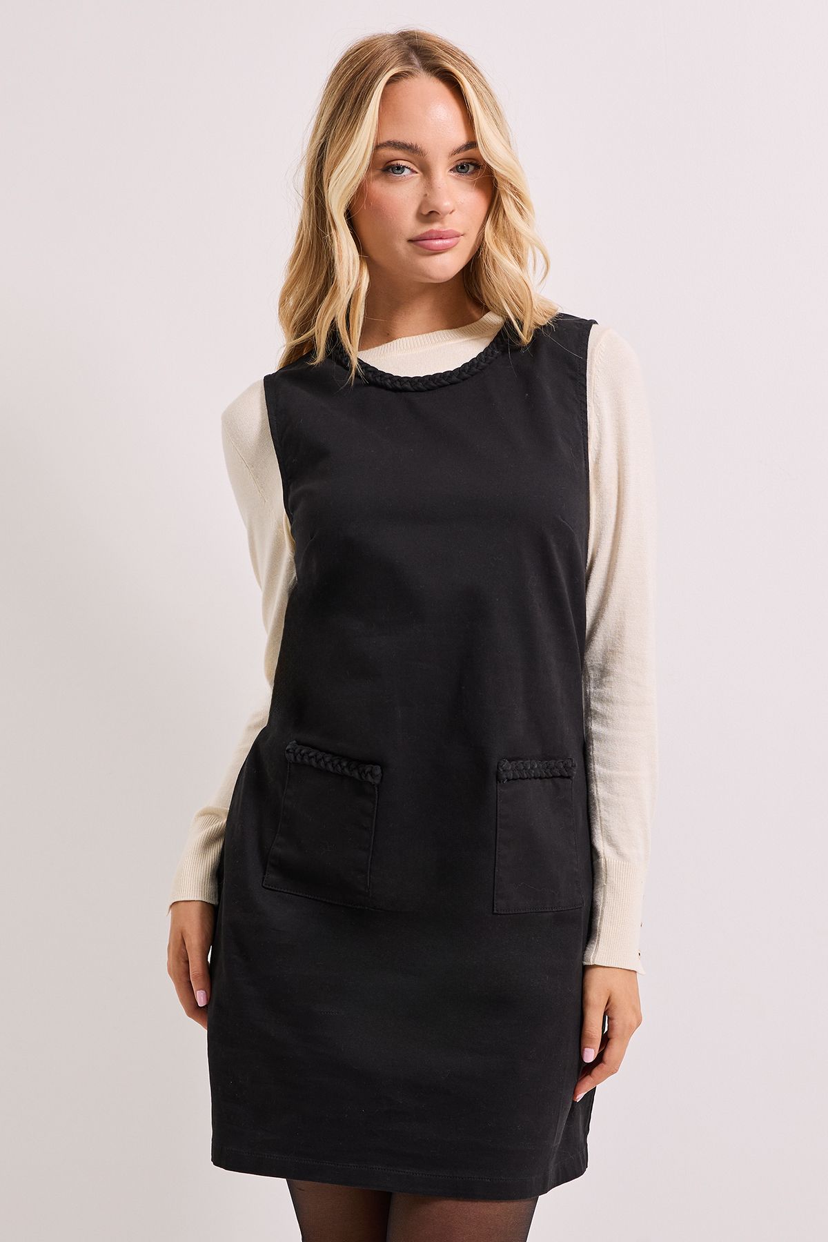 Dorothy Perkins Plait Detail Denim Shift Dress Black image 4