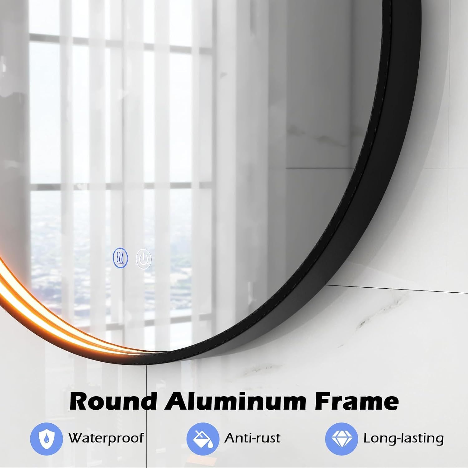 Gymax 60 CM Round Bathroom Mirror Vanity Mirror With 3-Color LED Lights image 6