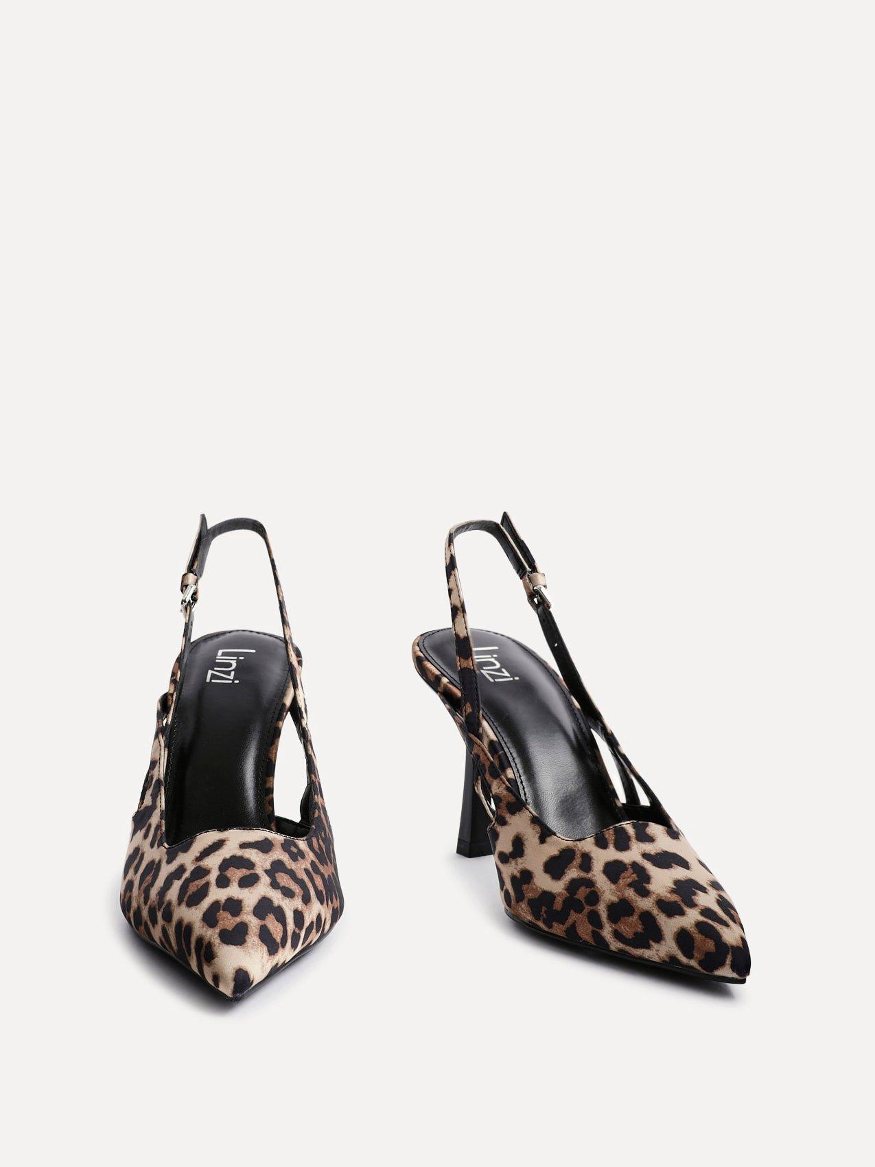 Linzi Rhea Leopard Print Sling Back Court Heels image 3