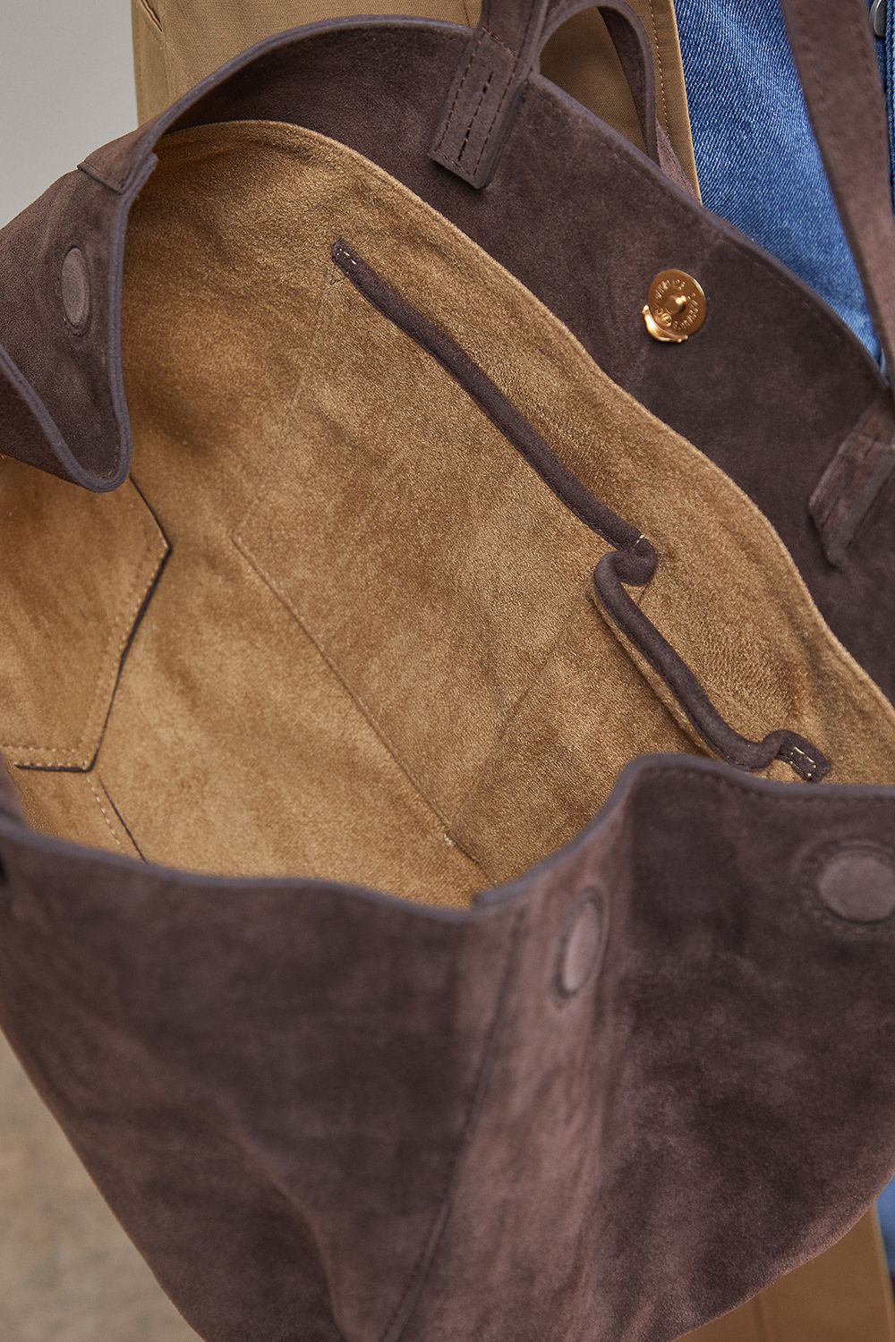 Oasis Jas Suede Tote Bag With Multi Handles Chocolate image 3