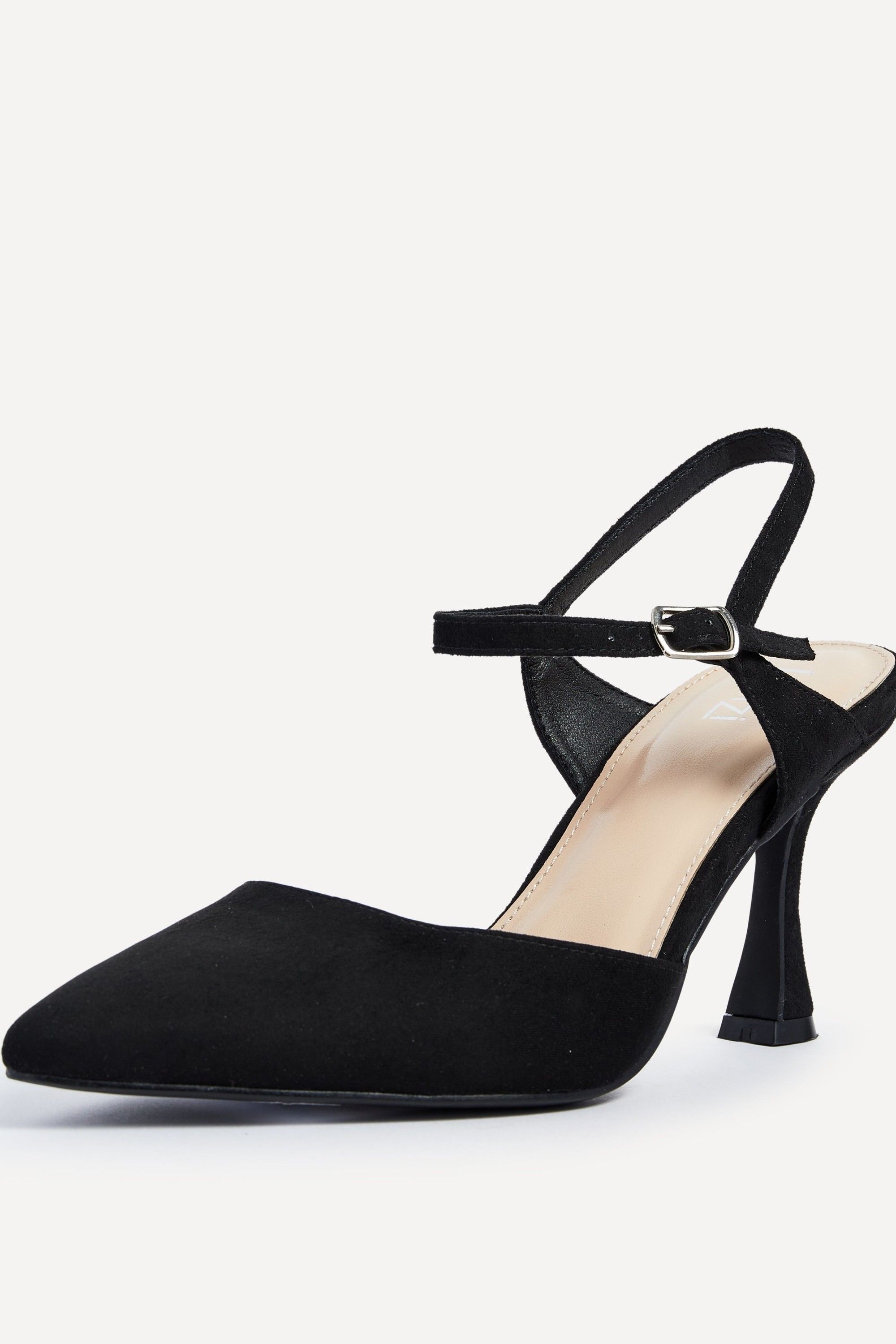 Linzi Natalia Black Faux Suede Open Back Stiletto Court Heel image 5