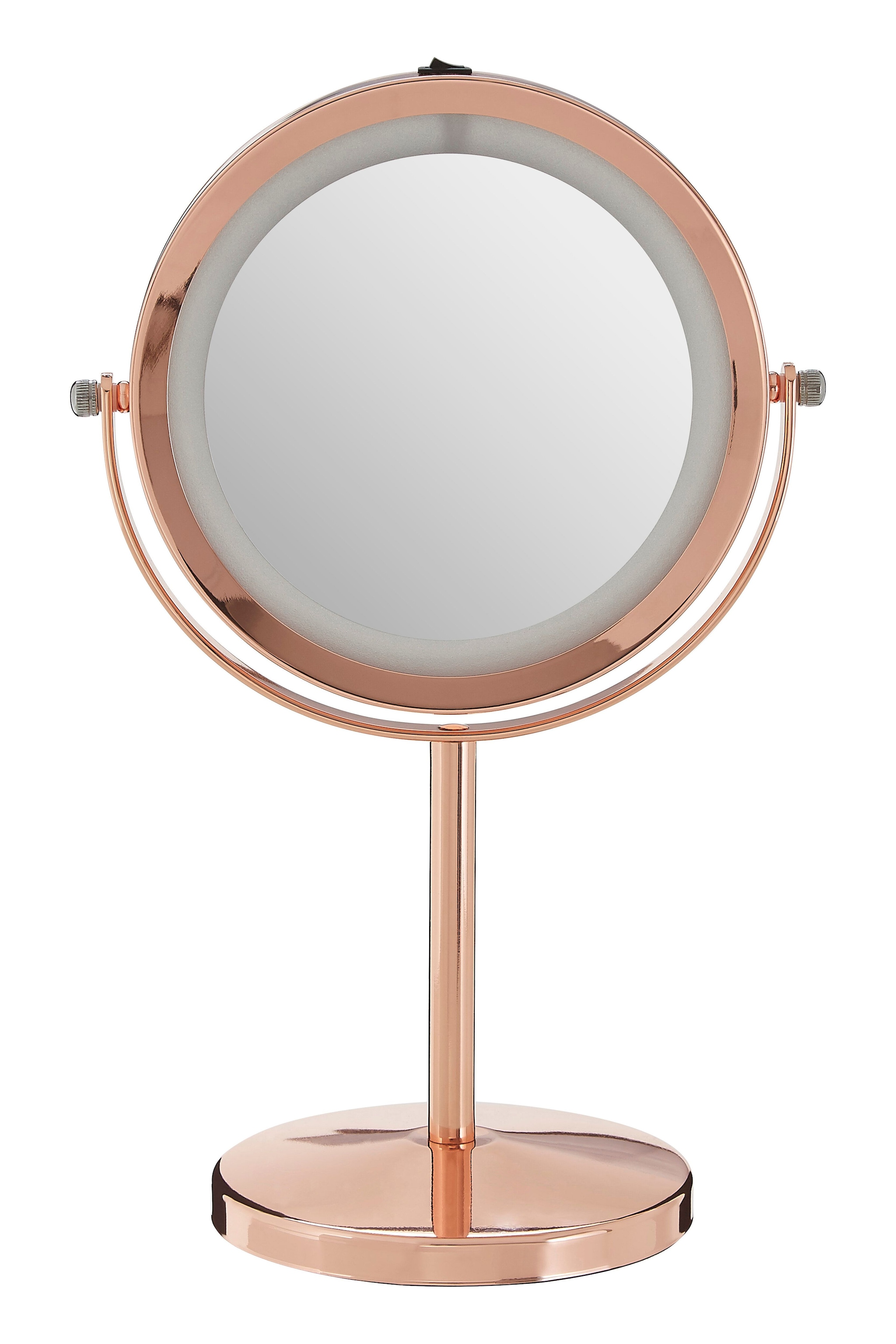 Orsina Stunning LED Backlit Table Mirror With Sling Stand, Chrome Mirror For Shaving, Dressing Table, Vanity Mirror image 1