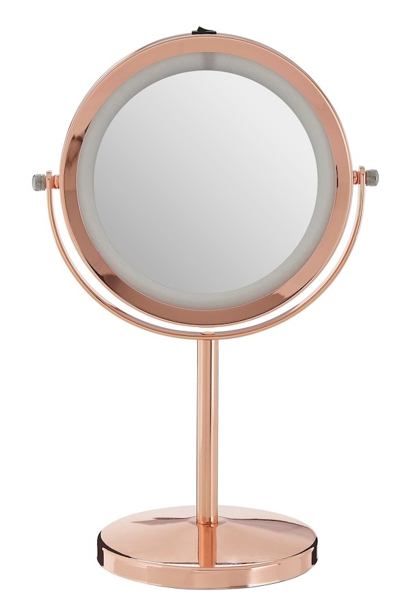 Orsina Stunning LED Backlit Table Mirror With Sling Stand, Chrome Mirror For Shaving, Dressing Table, Vanity Mirror
