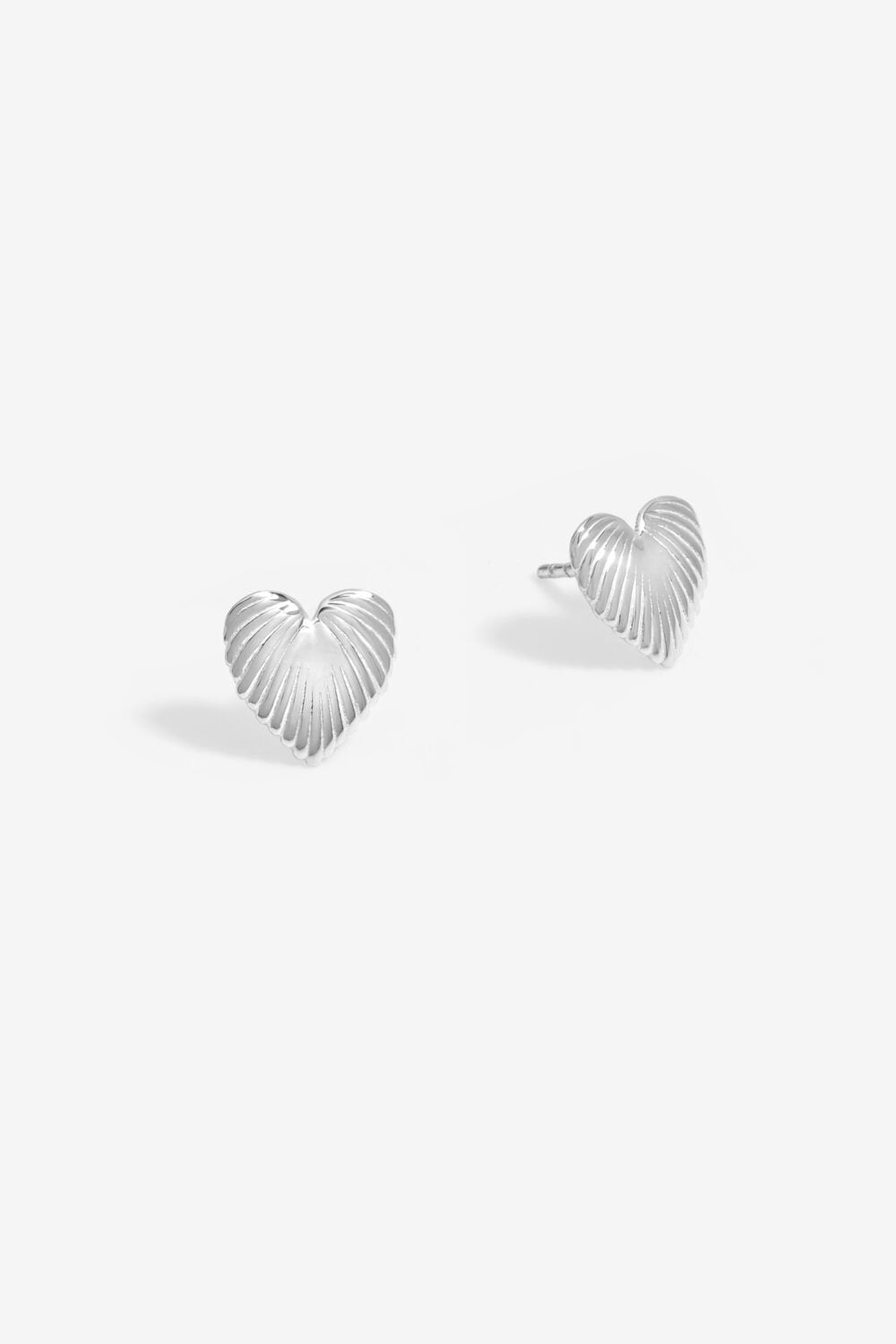 Simply Silver 925 Polished Ridge Heart Stud Earrings